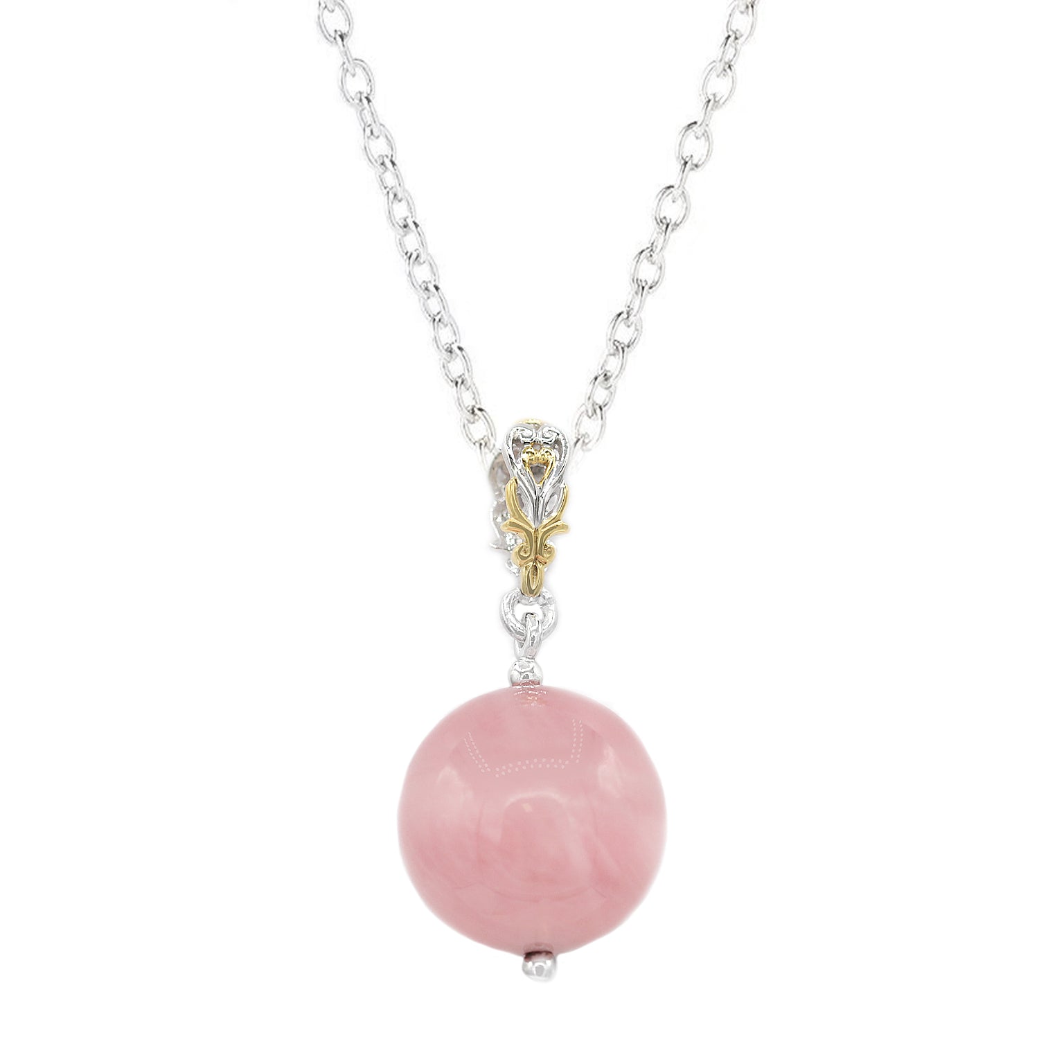 Gems en Vogue 24K Palladium Silver Madagascar Rose Quartz Bead Pendant