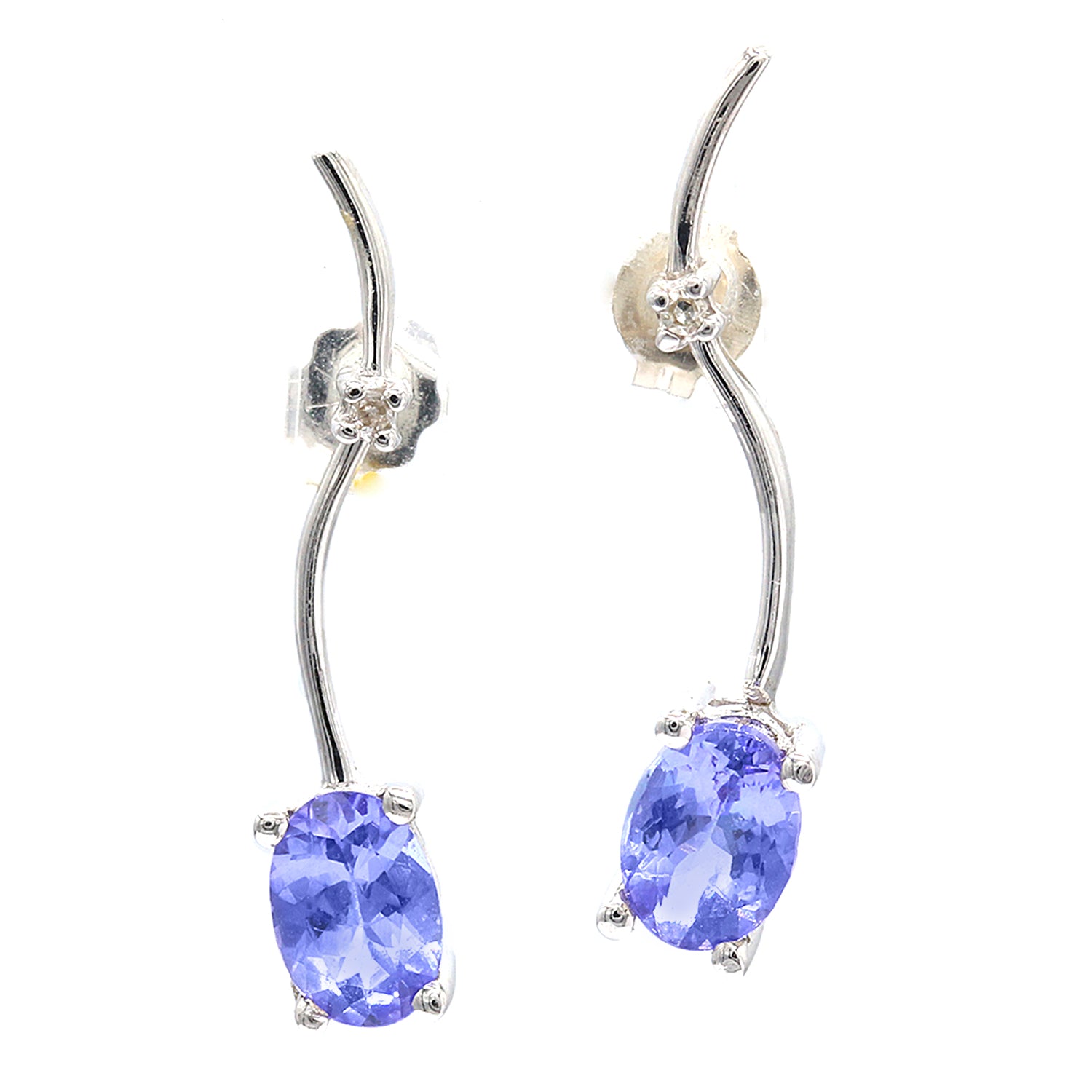 Golden Jewel 14K White Gold 1.62ctw Tanzanite & Diamond Earrings