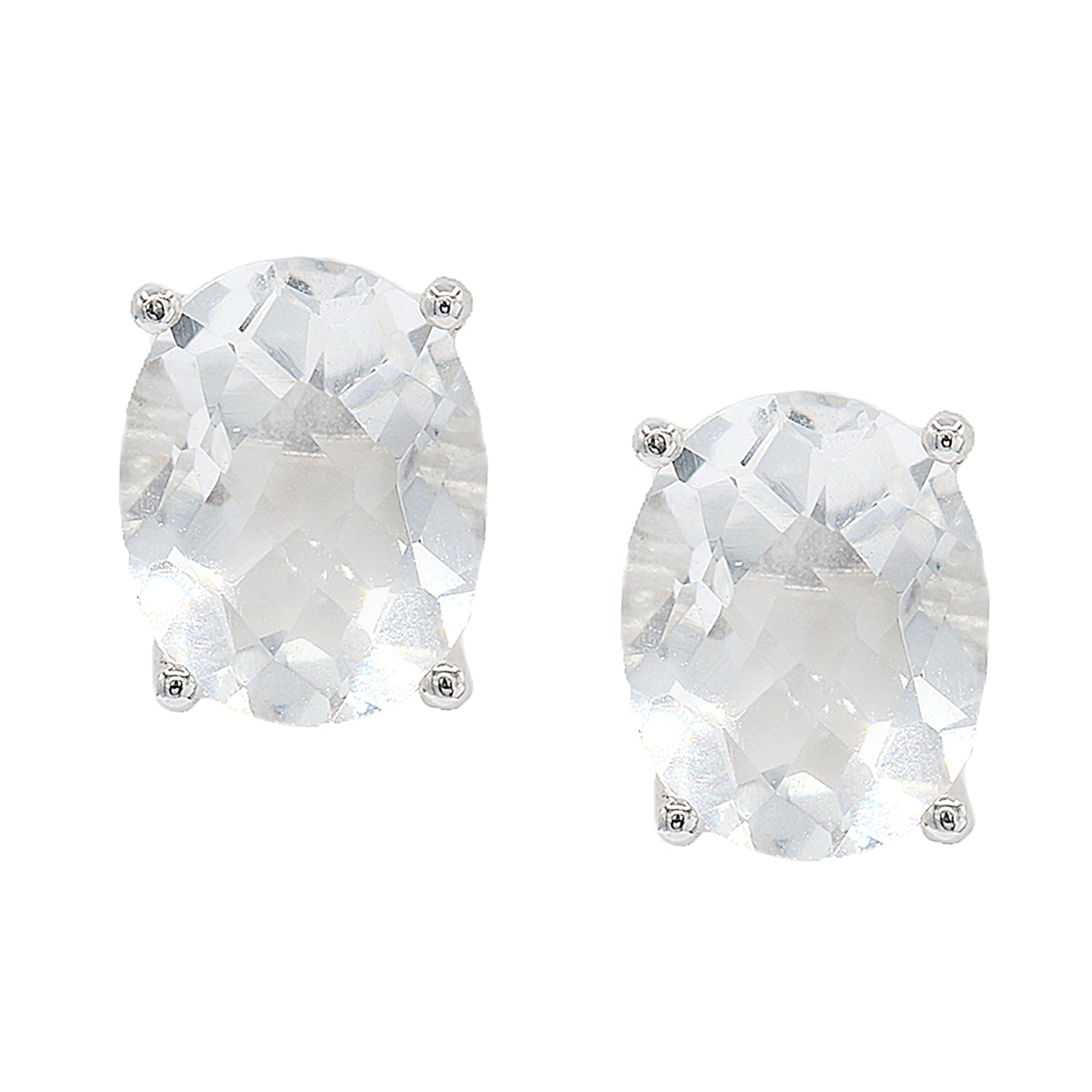 Gems en Vogue 1.22ctw Clear Quartz Stud Earrings