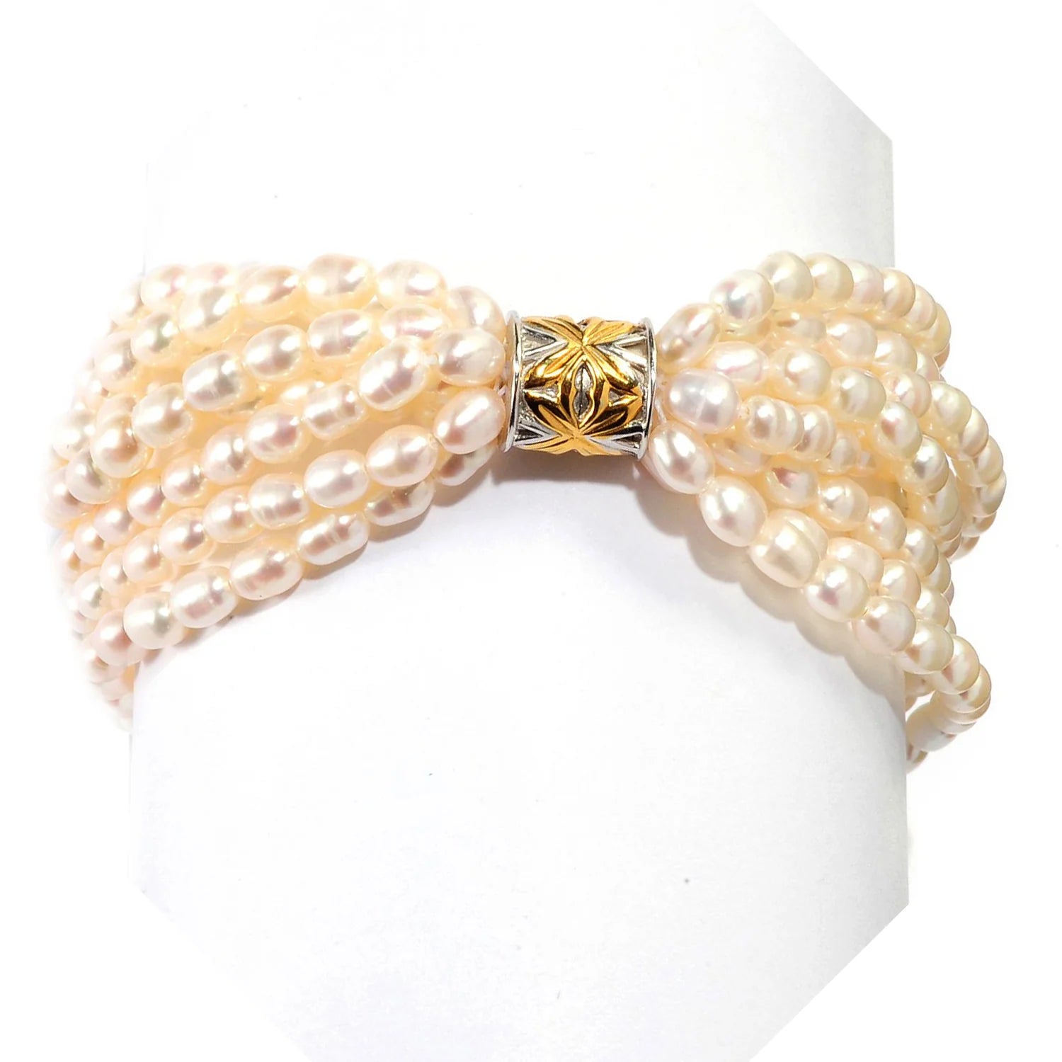 Gems en Vogue White Cultured Freshwater Pearl Multi Strand Bracelet