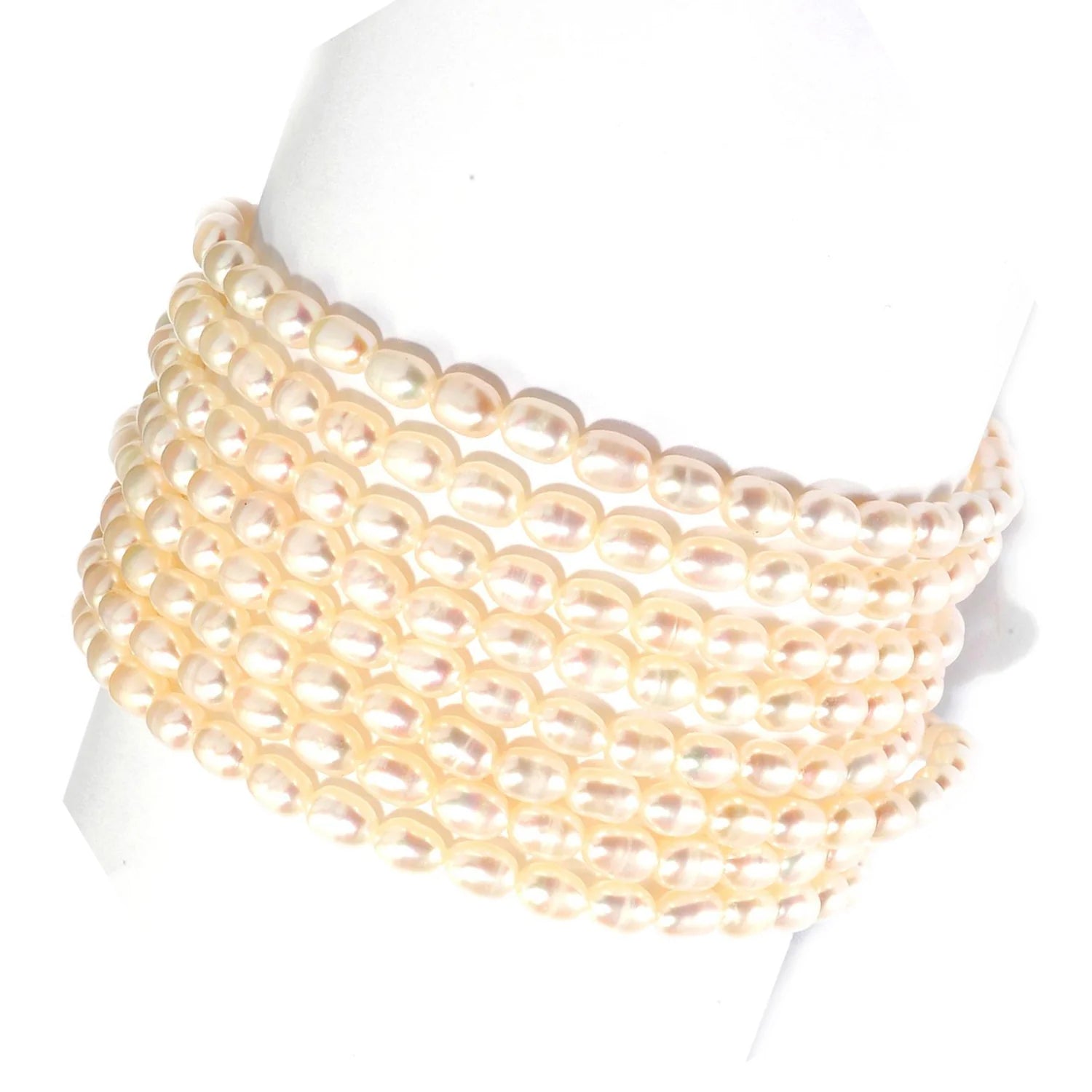 Gems en Vogue White Cultured Freshwater Pearl Multi Strand Bracelet