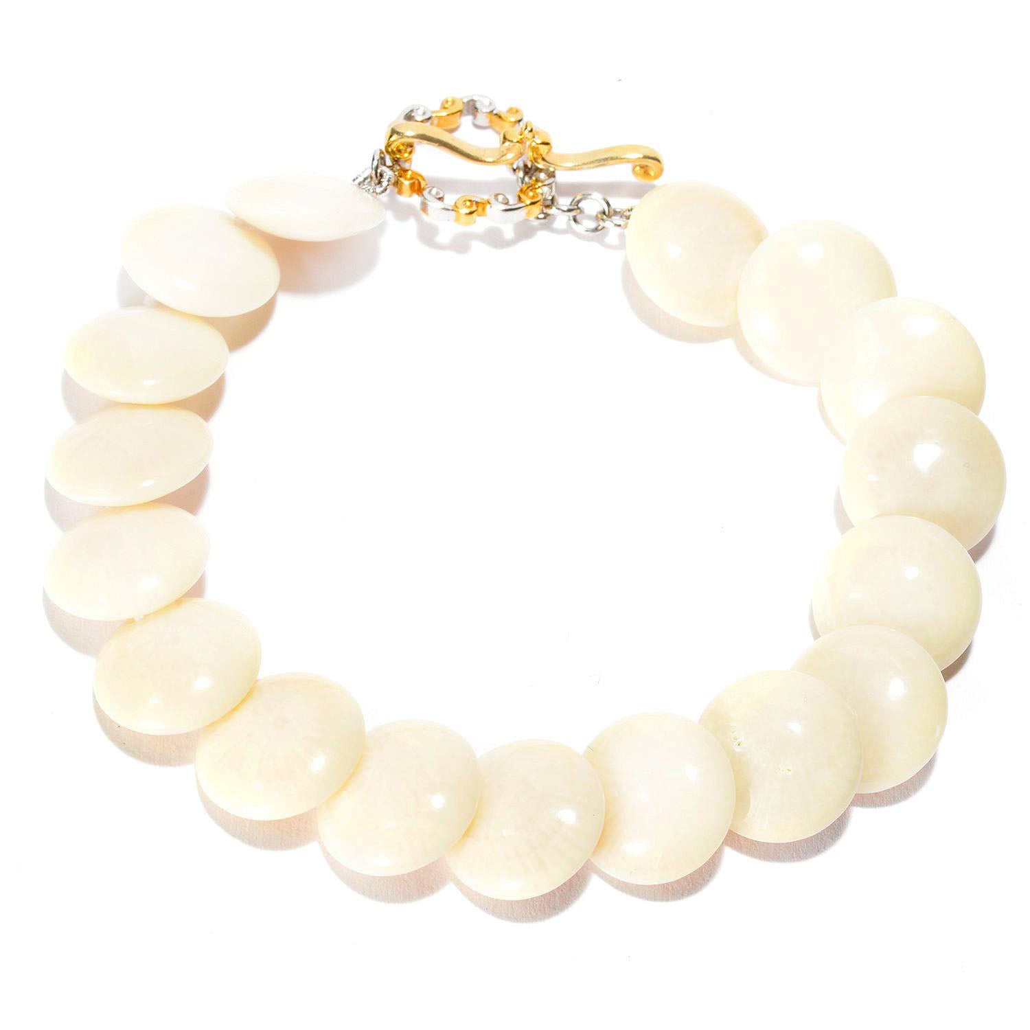 Gems en Vogue White Coral Bead Toggle Bracelet