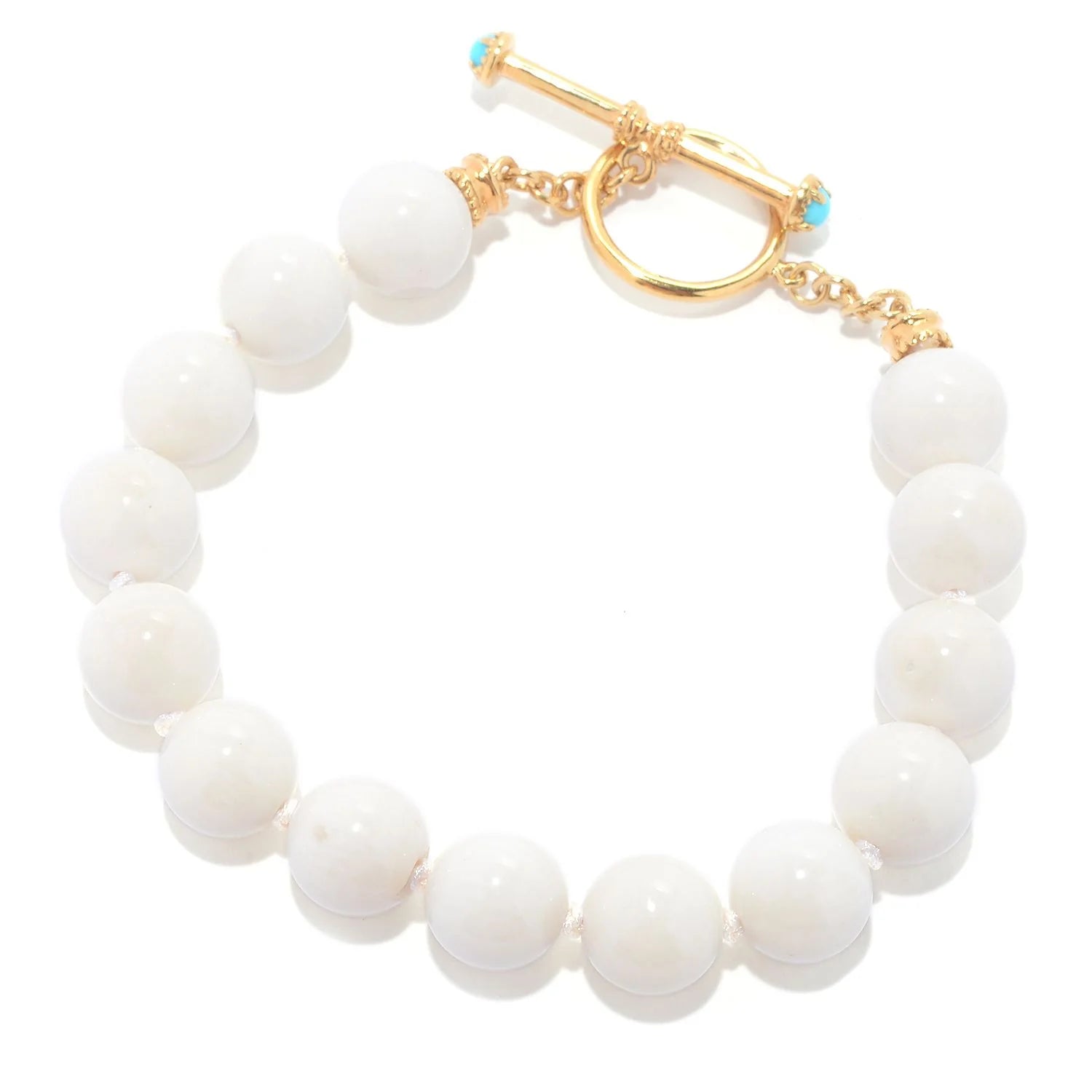 Gems en Vogue Coral Bead & Sleeping Beauty Turquoise Toggle Bracelet