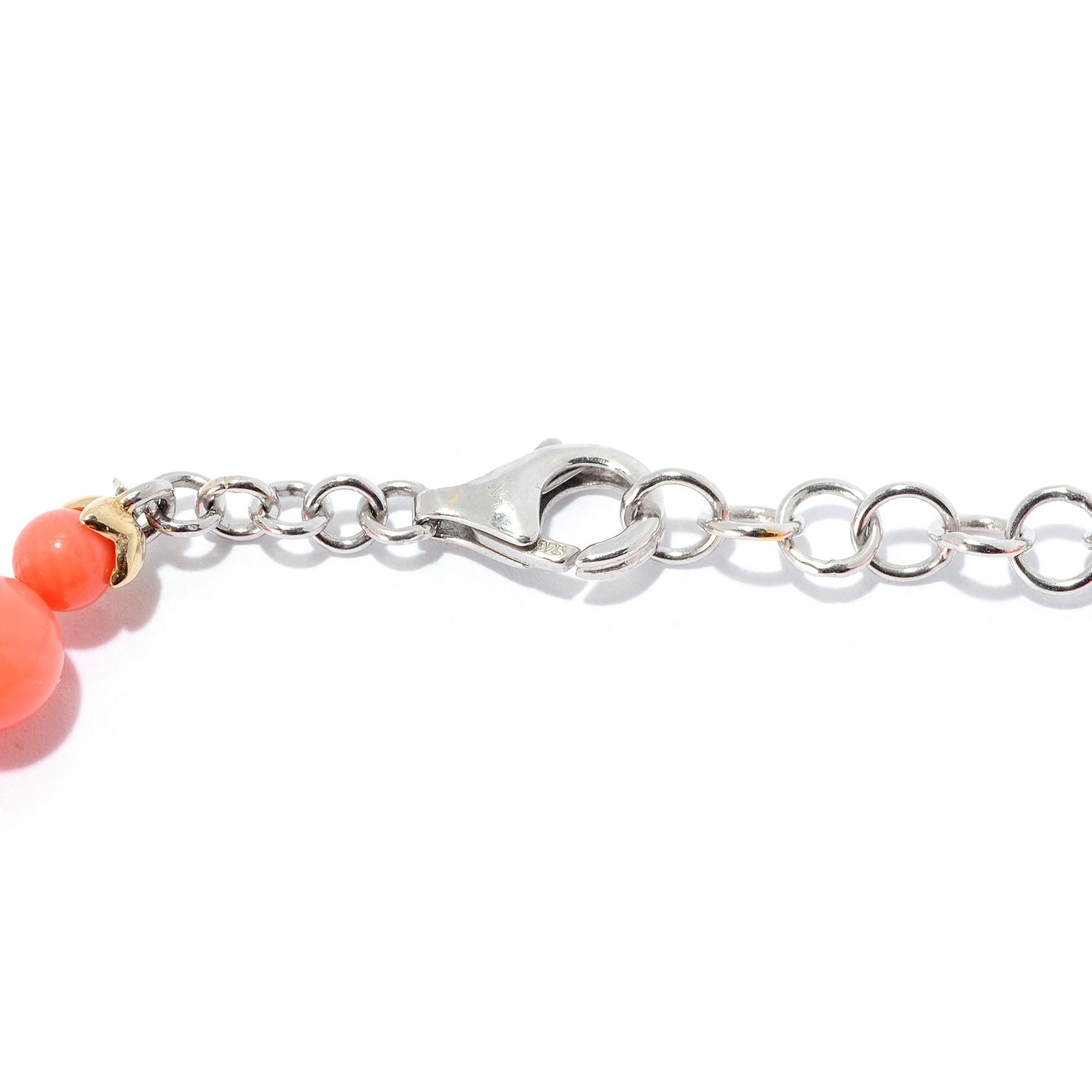 Gems en Vogue African Amethyst & Salmon Coral Bead Hamsa Bracelet