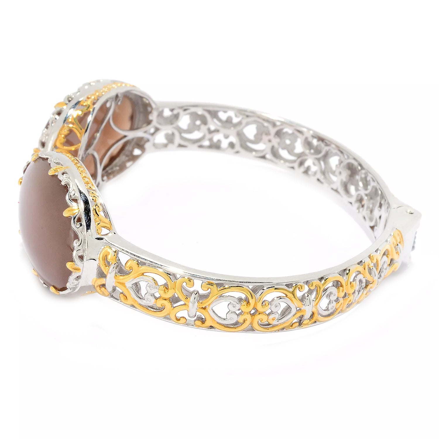 Gems en Vogue Choice of Moonstone Hinged Cuff Bangle Bracelet