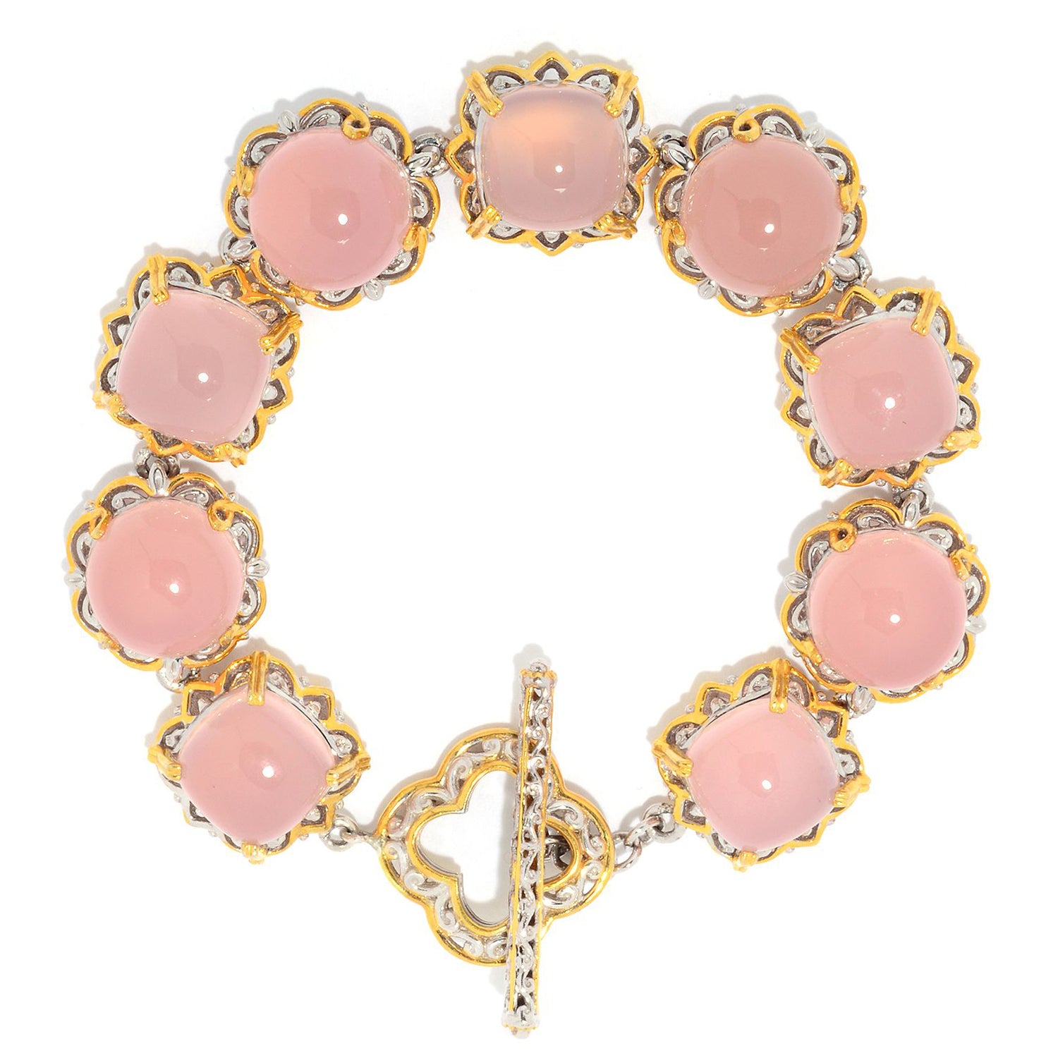 Gems en Vogue Pink Chalcedony Toggle Bracelet