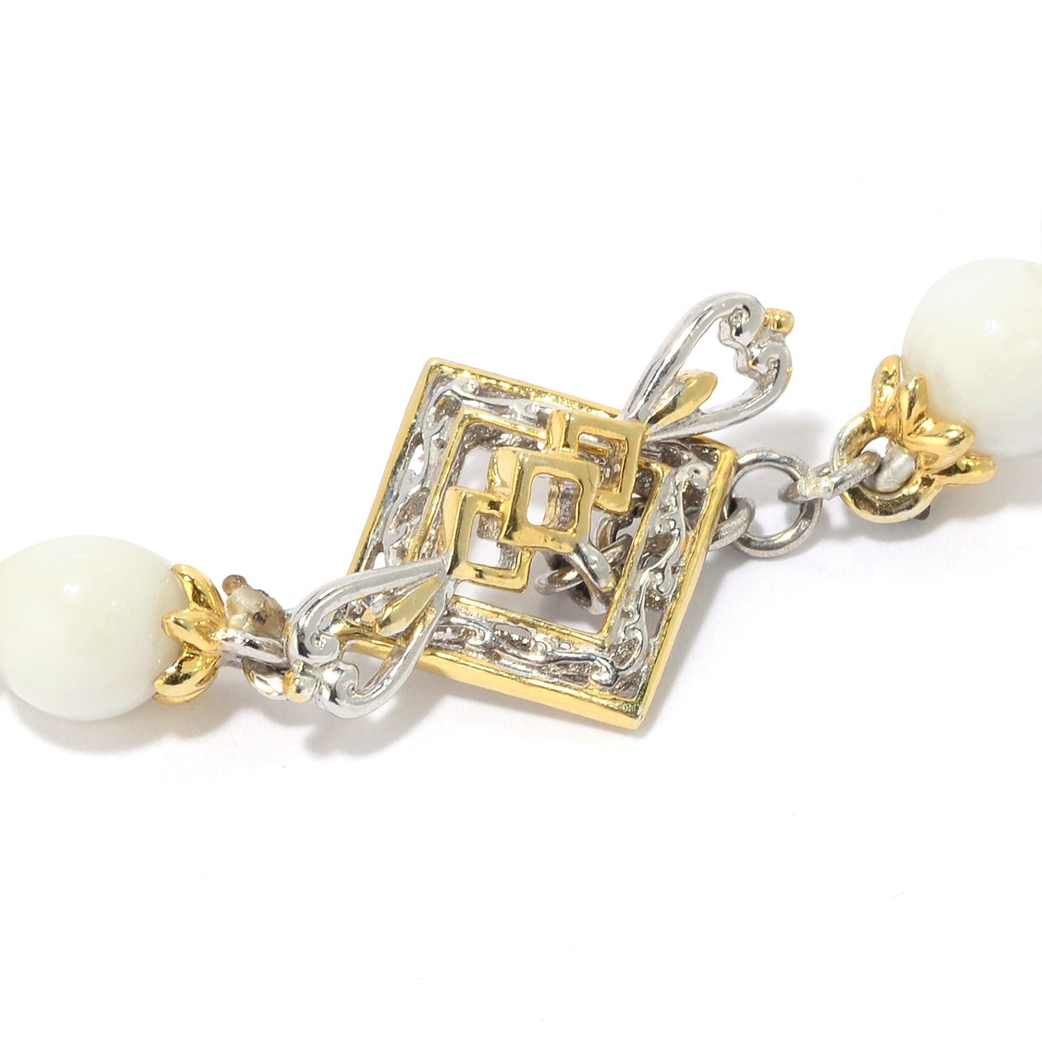 Gems en Vogue 24K Palladium Silver Kingman Turquoise & White Coral Bead Bracelet