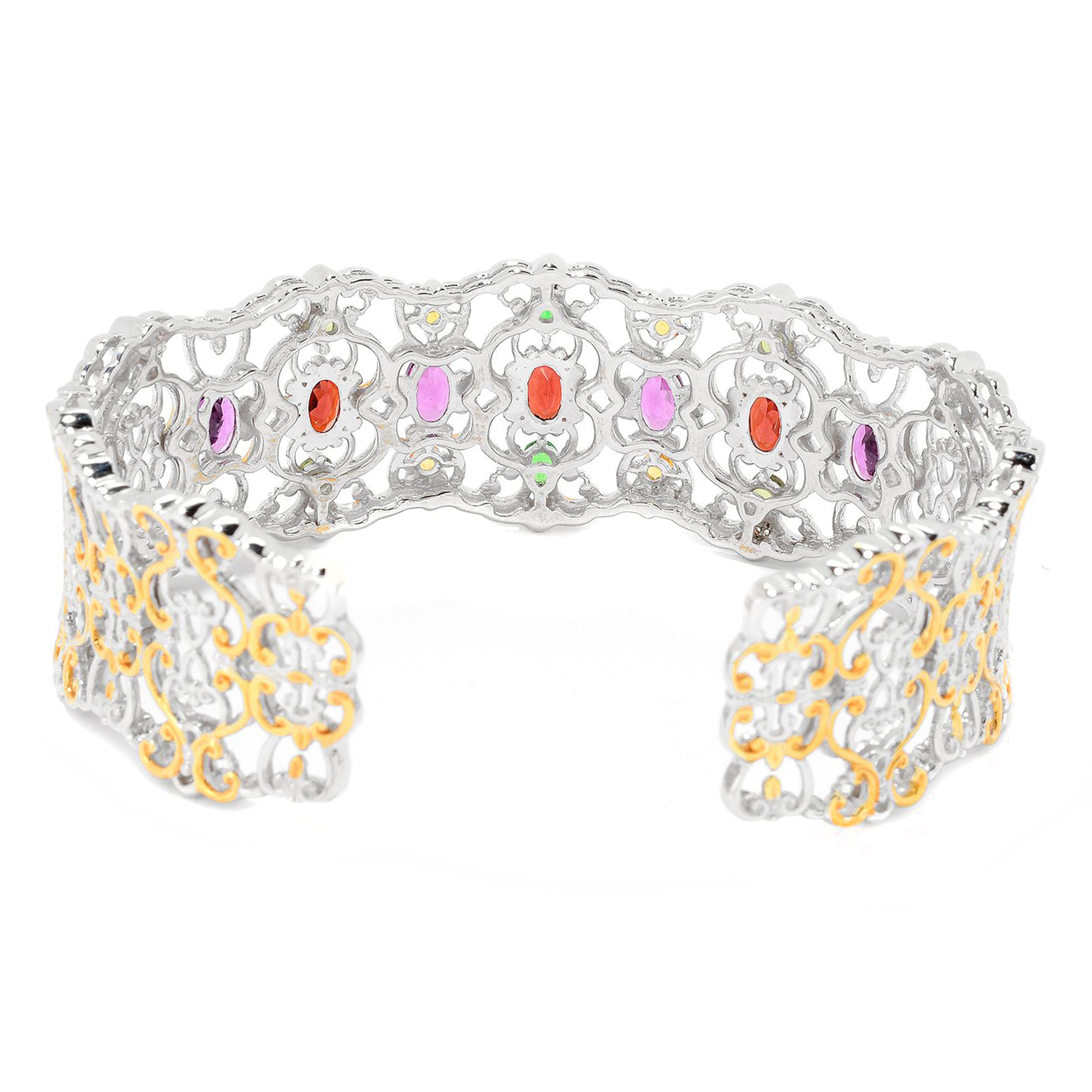 Gems en Vogue 5.41ctw Multi Garnet Wide Cuff Bangle Bracelet