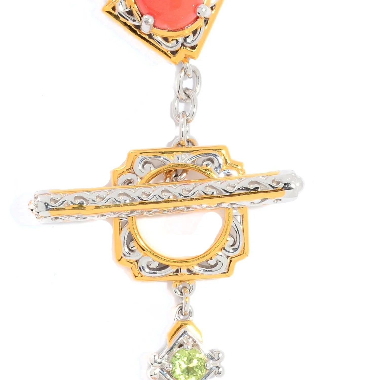 Gems en Vogue Salmon Coral & Peridot Bracelet