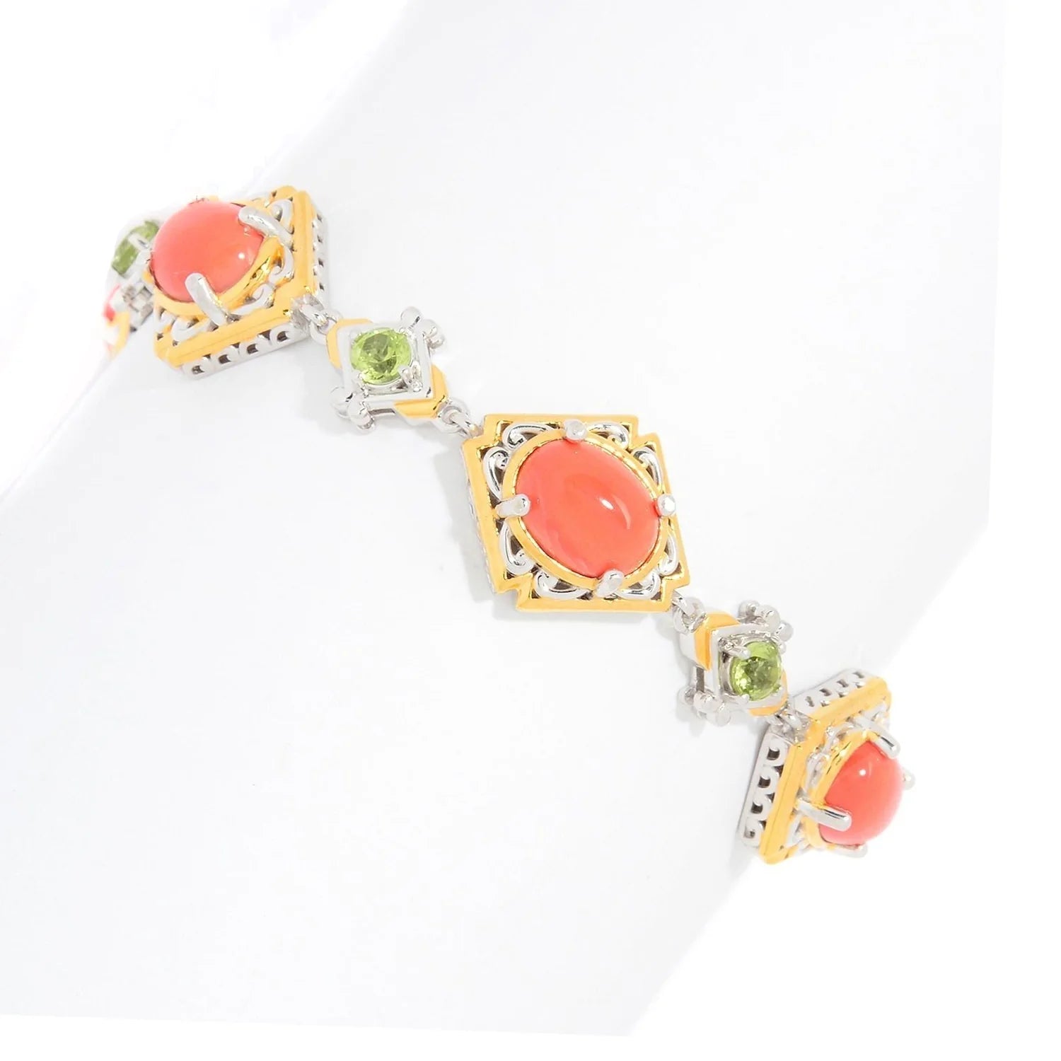 Gems en Vogue Salmon Coral & Peridot Bracelet