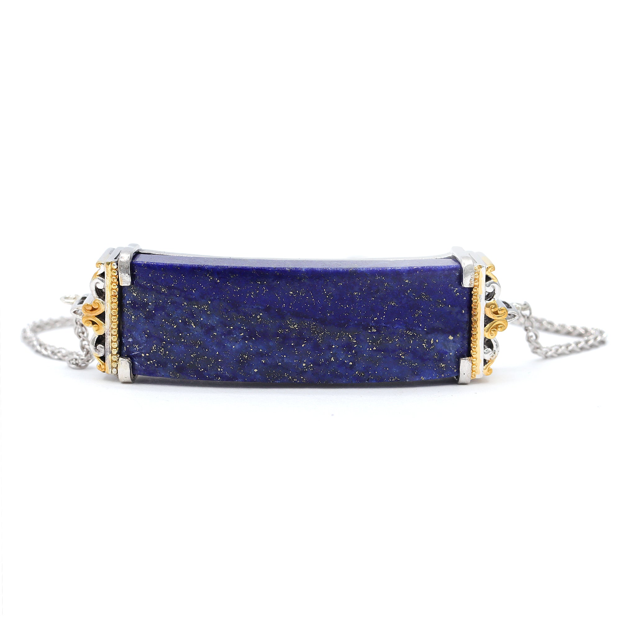 Gems en Vogue 24K Palladium Silver Special Cut Lapis Bolo Bracelet