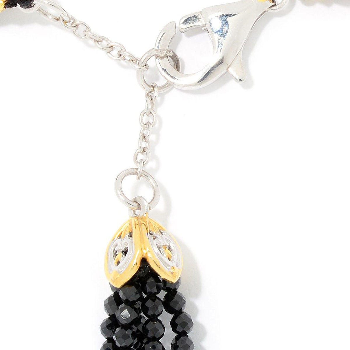 Gems en Vogue Malachite Bead & Black Spinel Tassel Bracelet