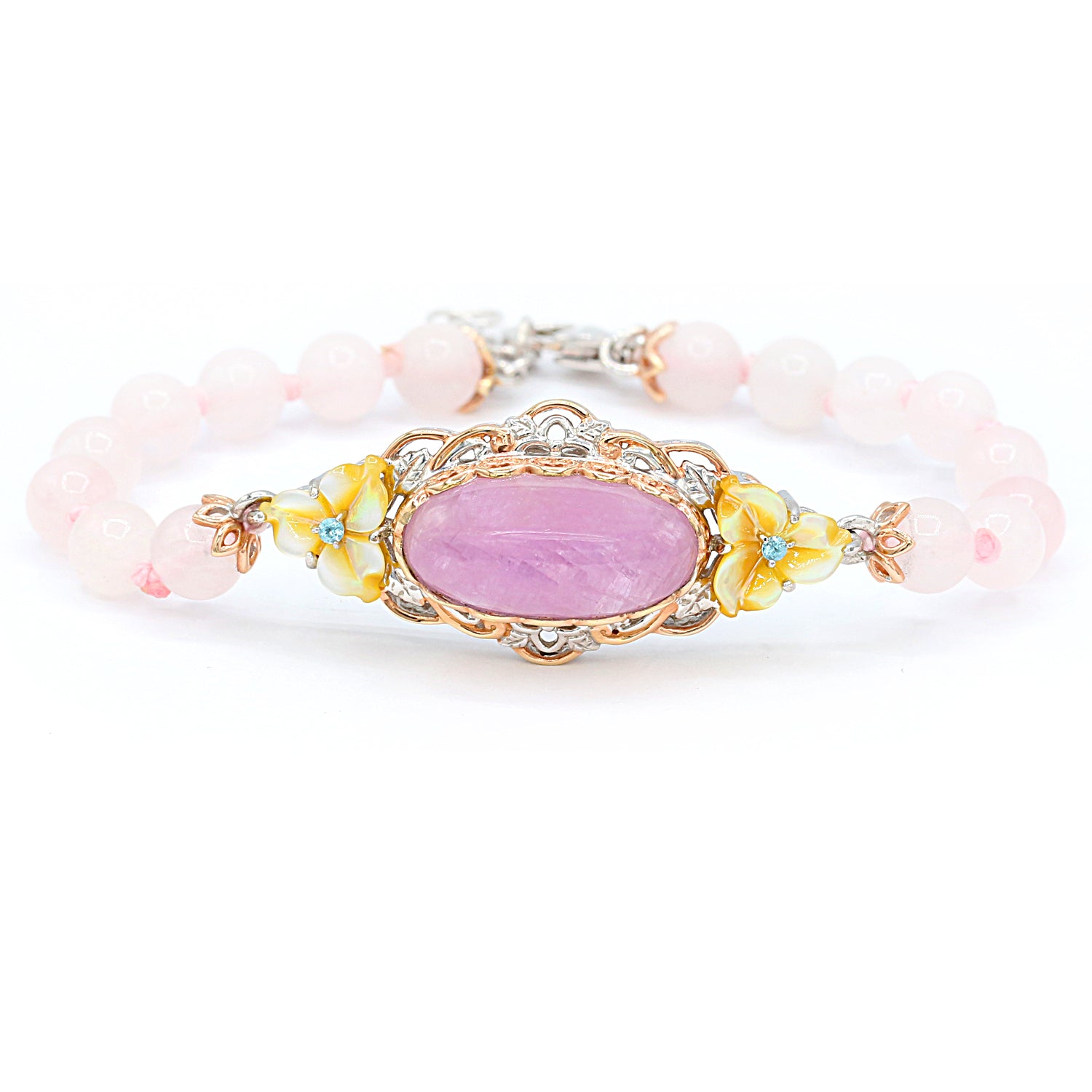 Gems en Vogue Kunzite & Multi Gemstones Flower Bracelet