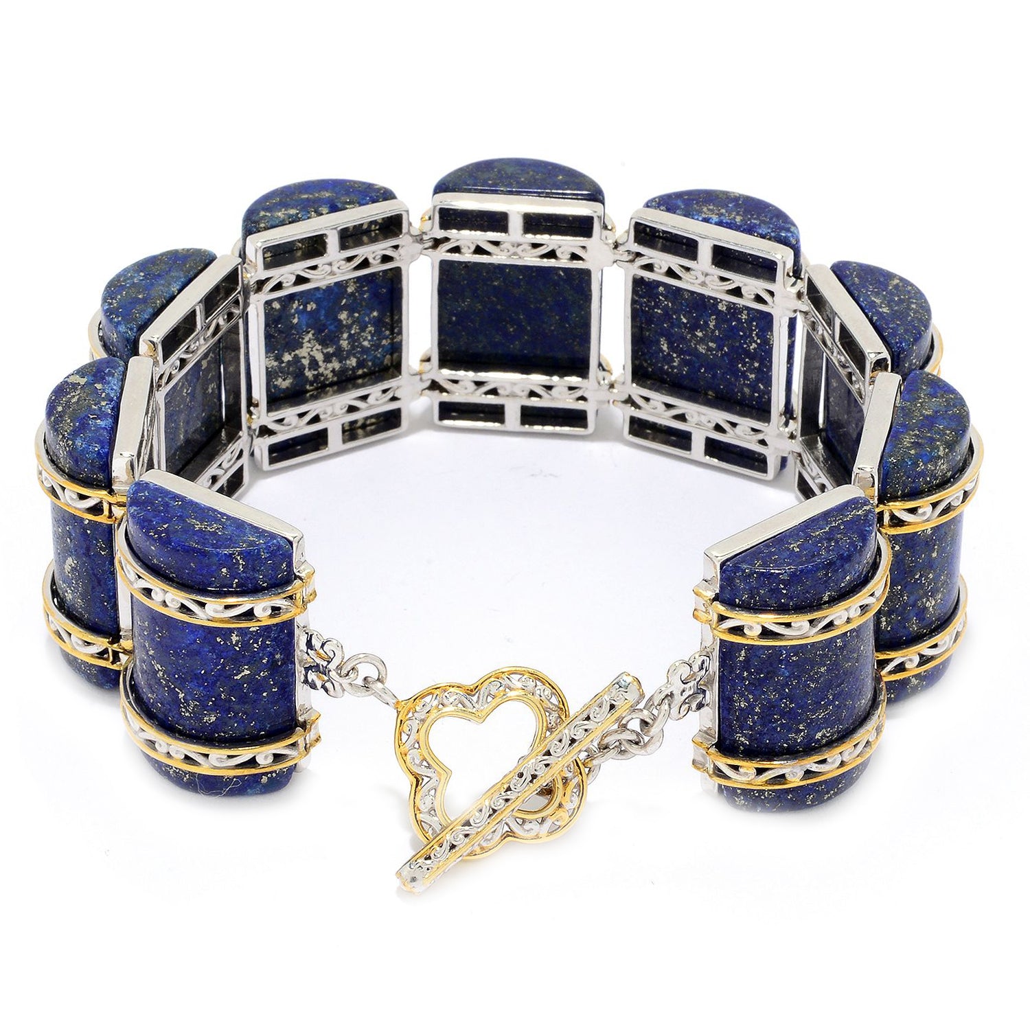 Gems en Vogue Special Cut Lapis Link Toggle Bracelet