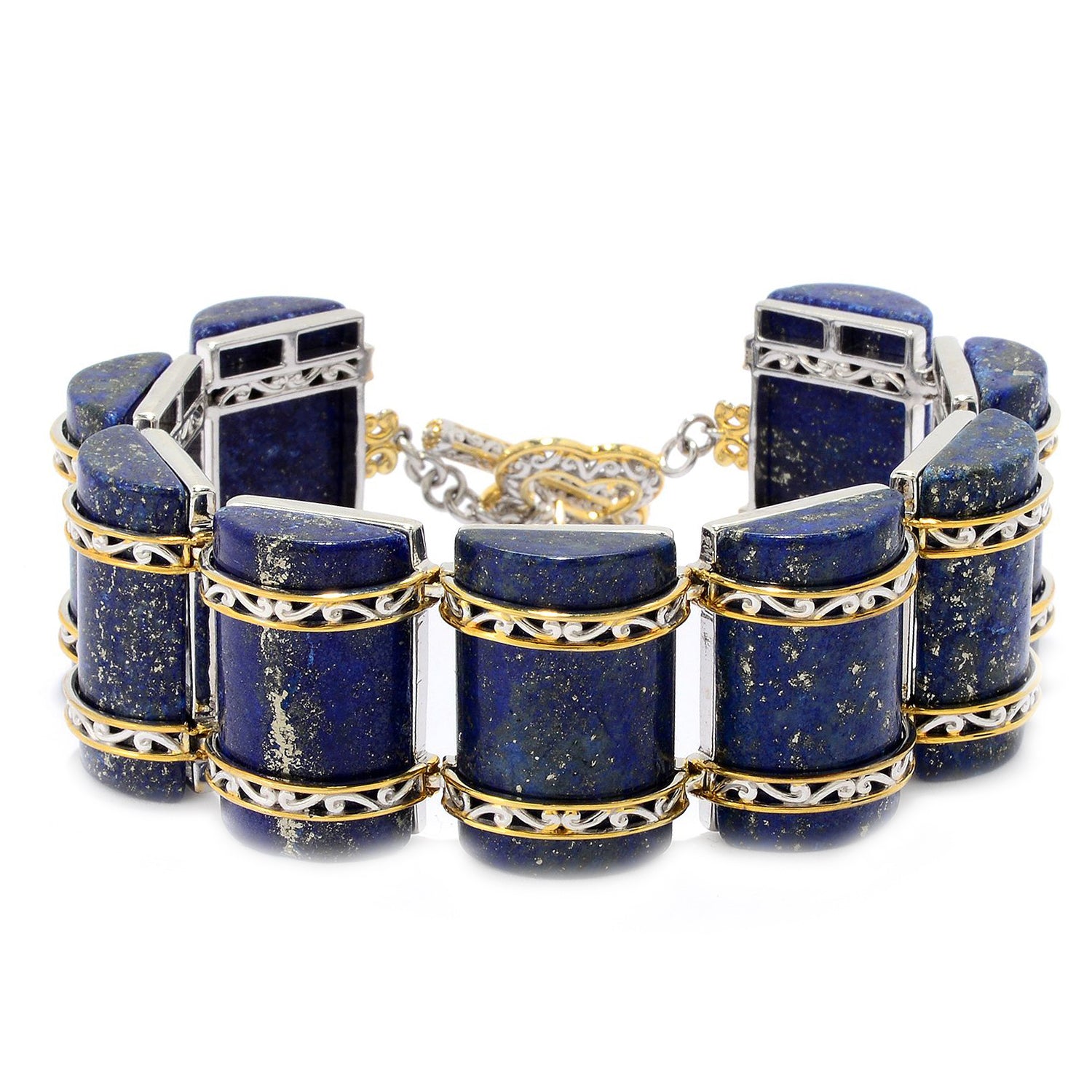 Gems en Vogue Special Cut Lapis Link Toggle Bracelet