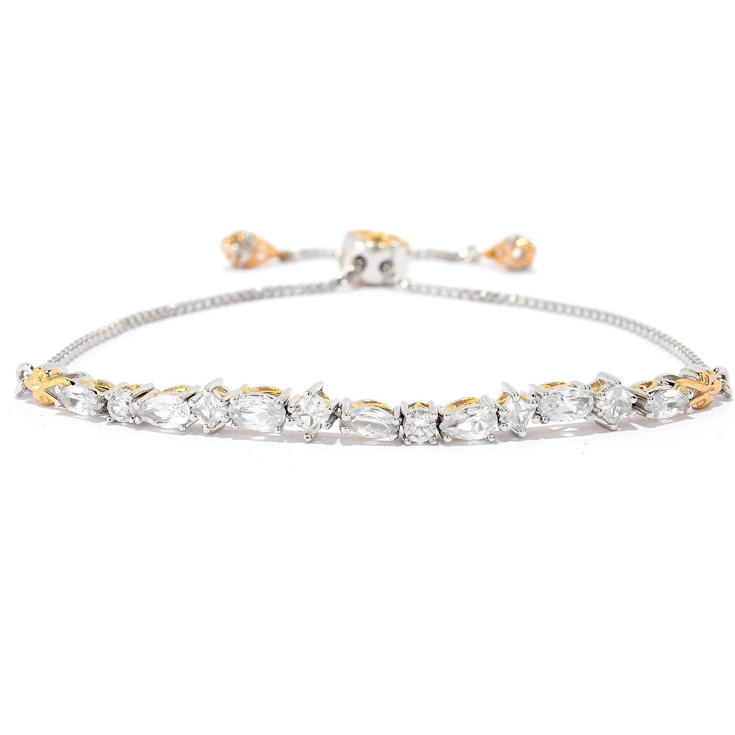 Gems en Vogue 2.73ctw Multi Shape White Zircon Adjustable Slide Bracelet