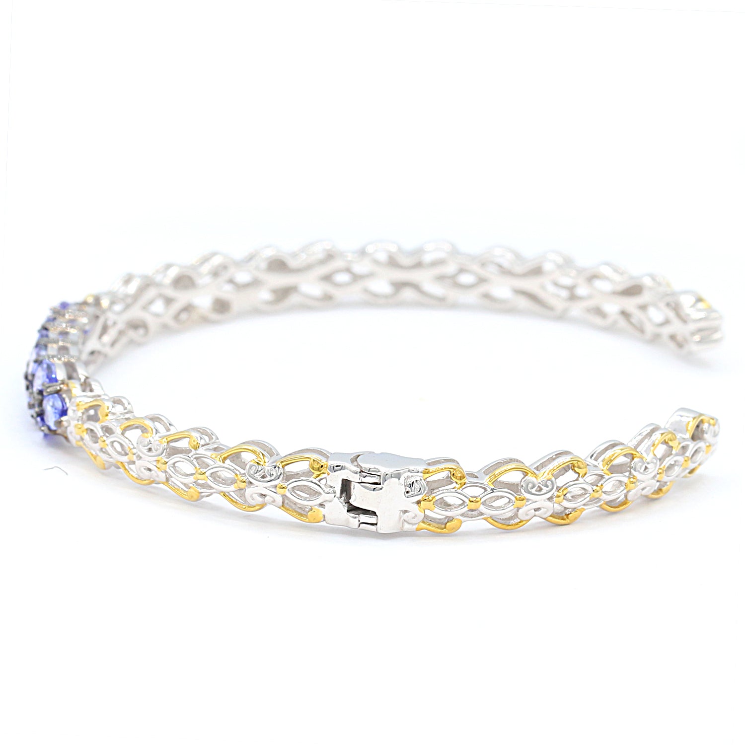 Gems en Vogue 2.82ctw Tanzanite & Iolite Cuff Bangle Bracelet