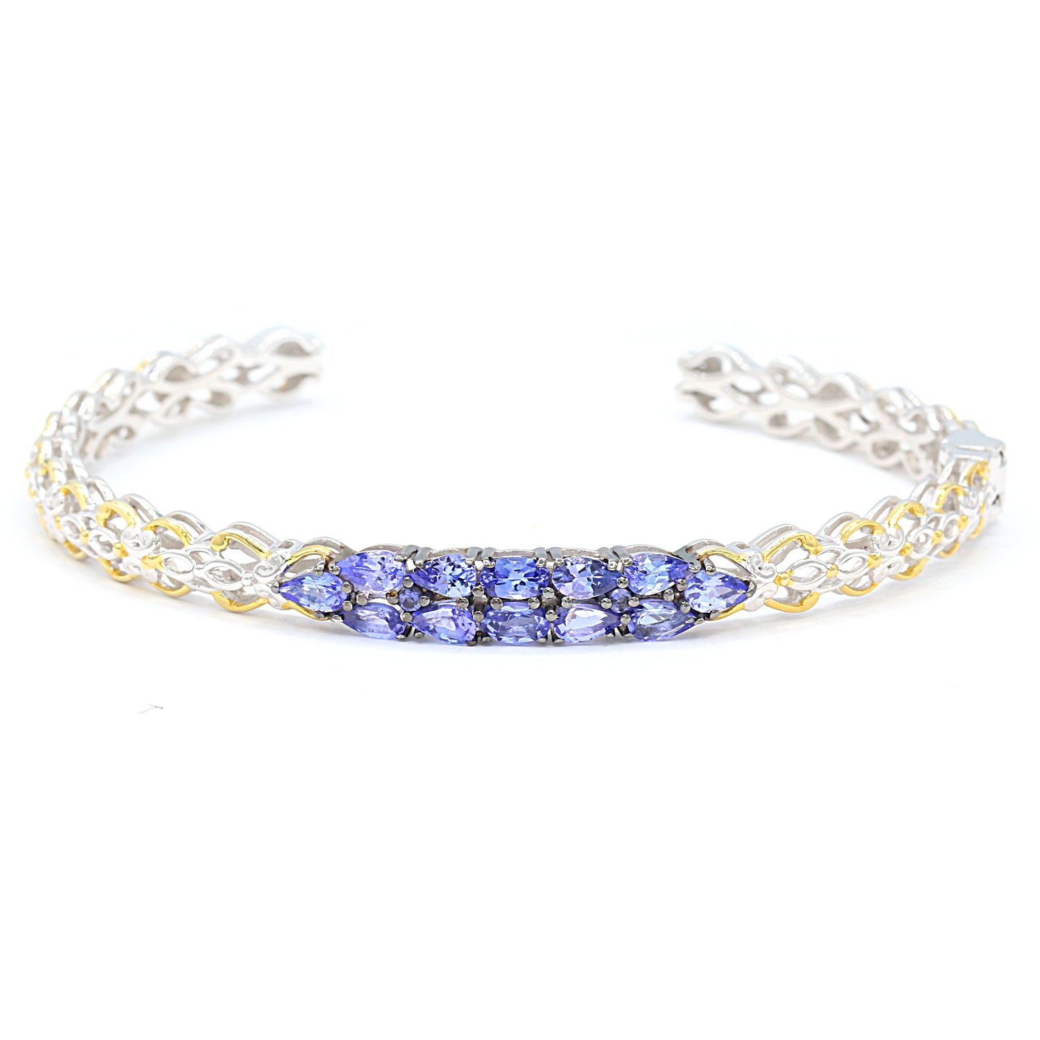 Gems en Vogue 2.82ctw Tanzanite & Iolite Cuff Bangle Bracelet