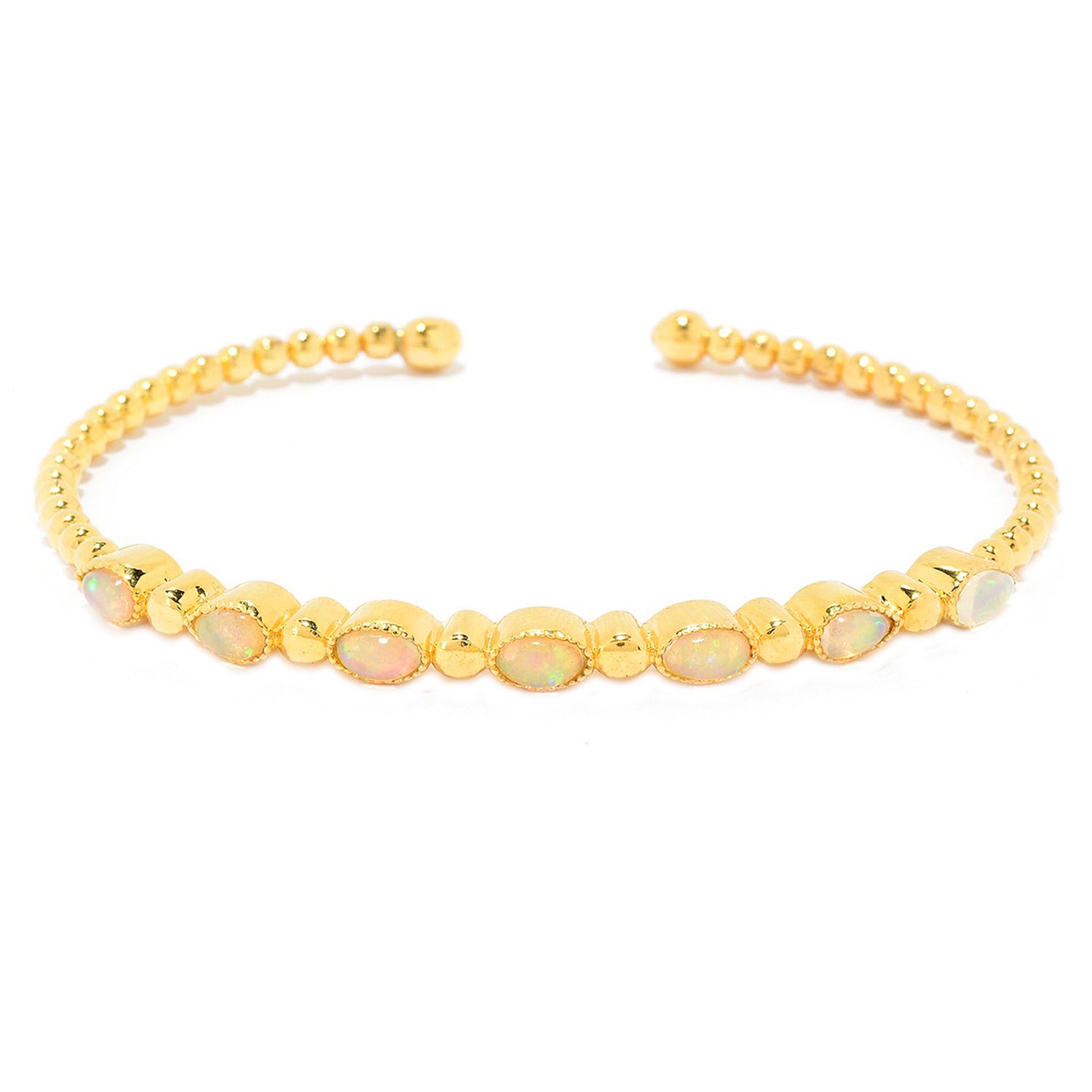 Gems en Vogue Ethiopian Opal Flexible Stacking Bangle Bracelet
