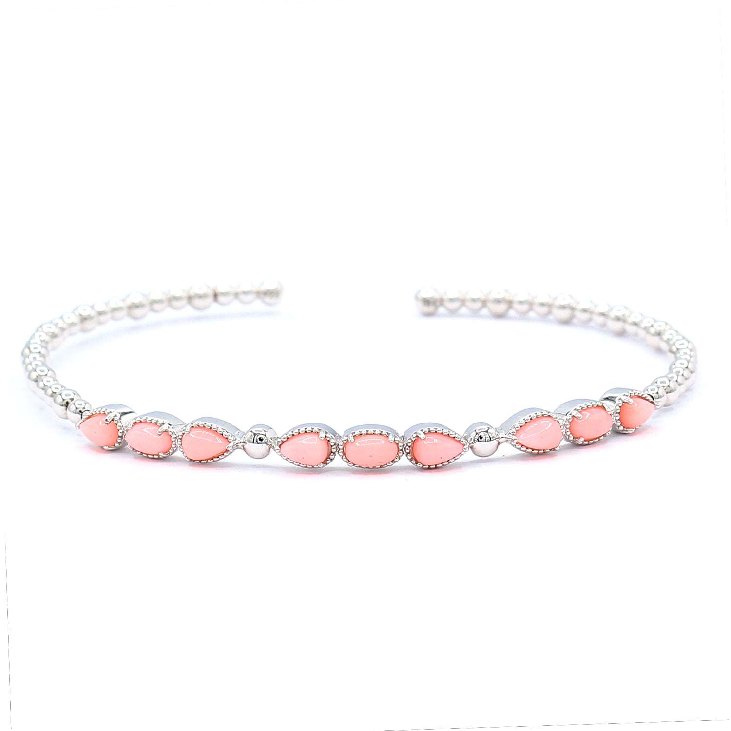 Gems en Vogue Salmon Coral Flexible Stacking Bangle Bracelet