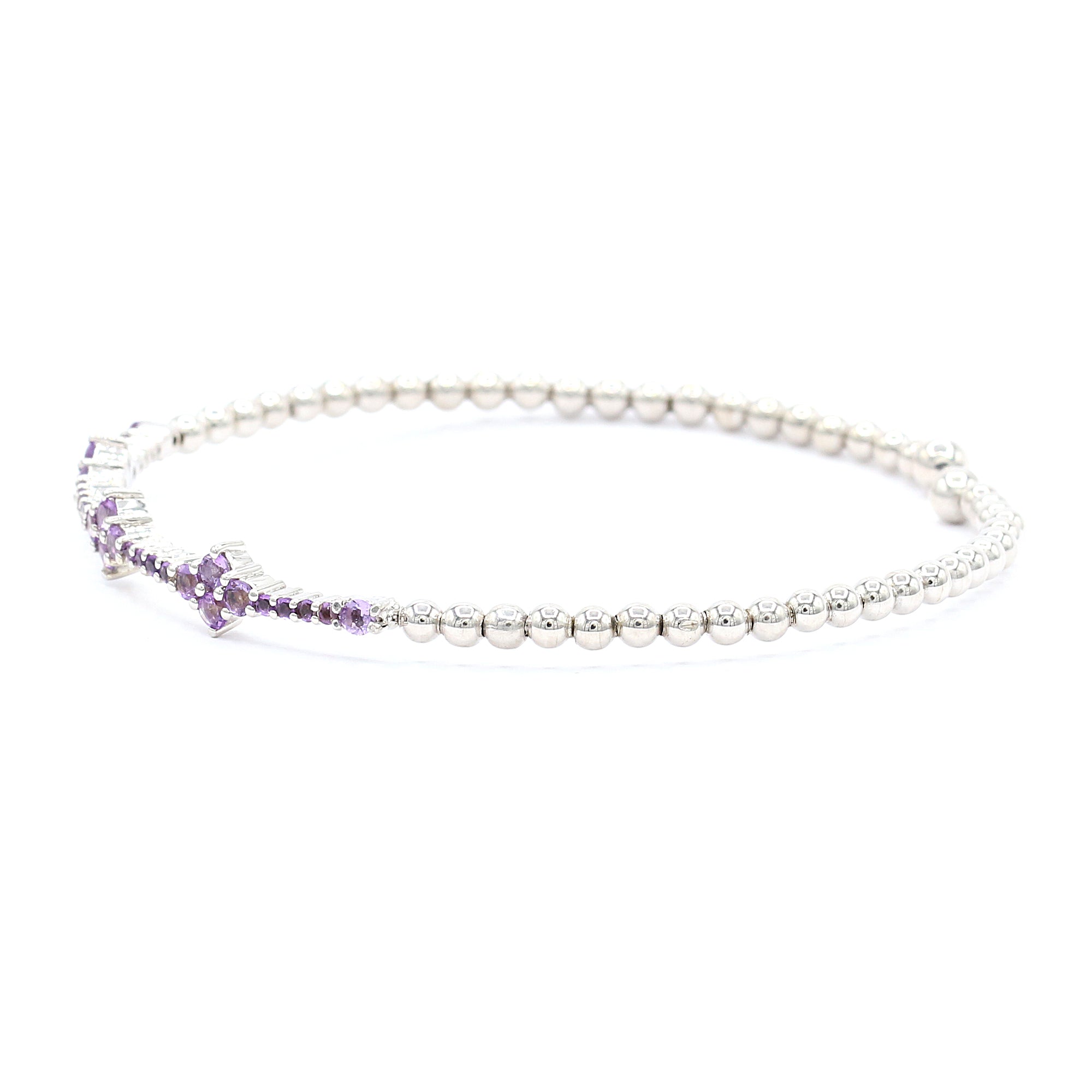 Gems en Vogue 1.36ctw African Amethyst Flexible Stacking Bangle Bracelet