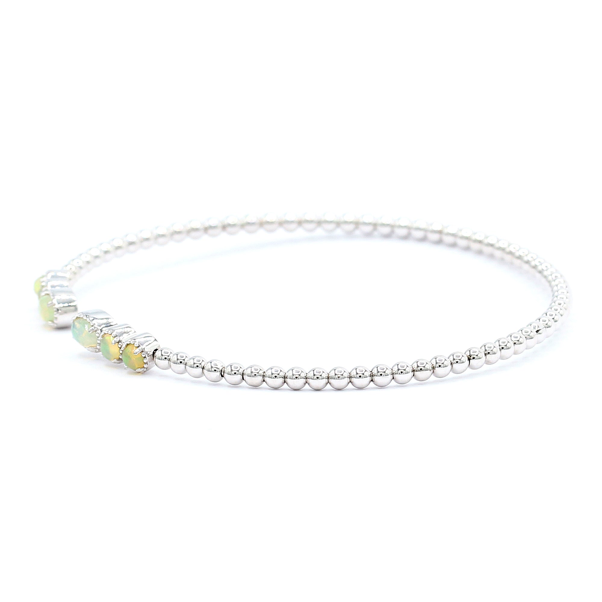 Gems en Vogue Ethiopian Opal Flexible Stacking Bangle Bracelet