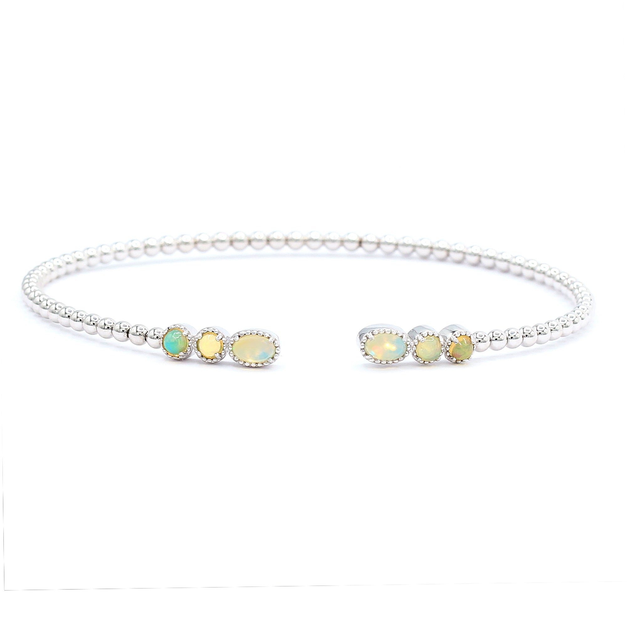 Gems en Vogue Ethiopian Opal Flexible Stacking Bangle Bracelet