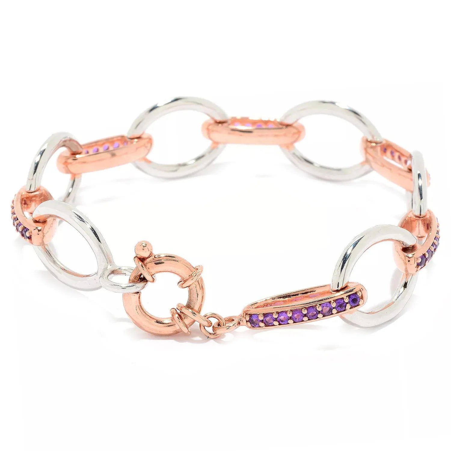 Hall of Jewels 1.44-1.68ctw African Amethyst Oval Link Bracelet