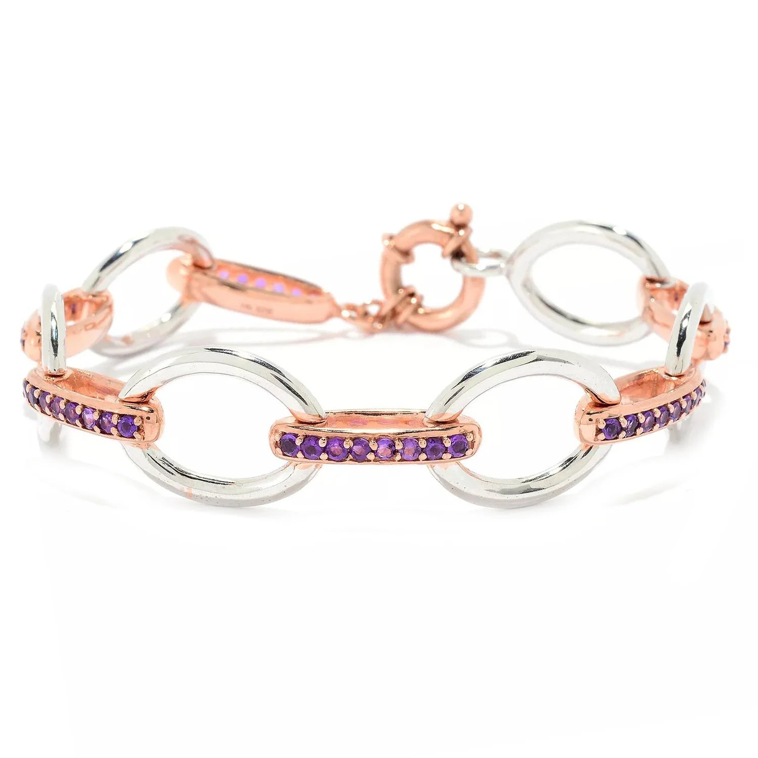 Hall of Jewels 1.44-1.68ctw African Amethyst Oval Link Bracelet