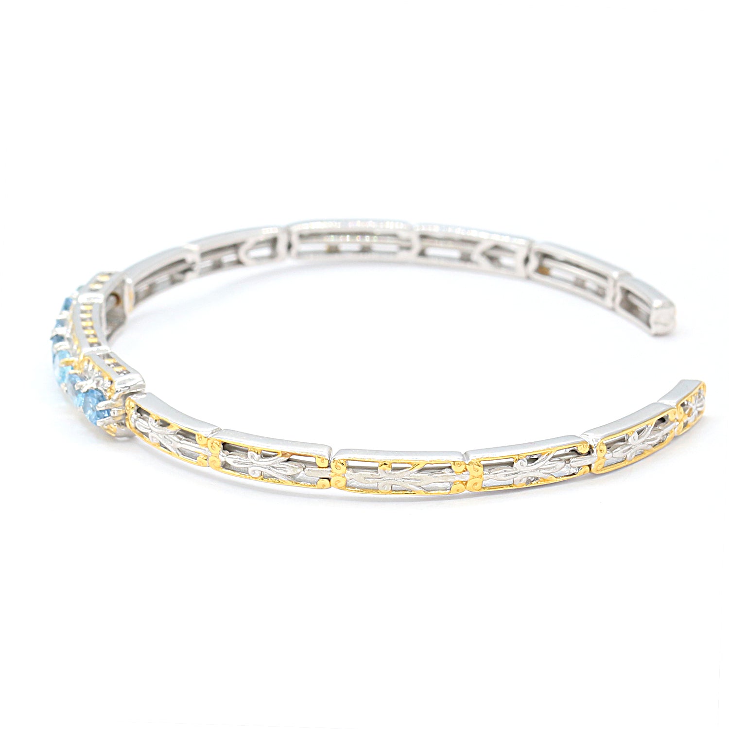 Gems en Vogue 1.05ctw Tanzanian Aquamarine Flexible Bangle Bracelet