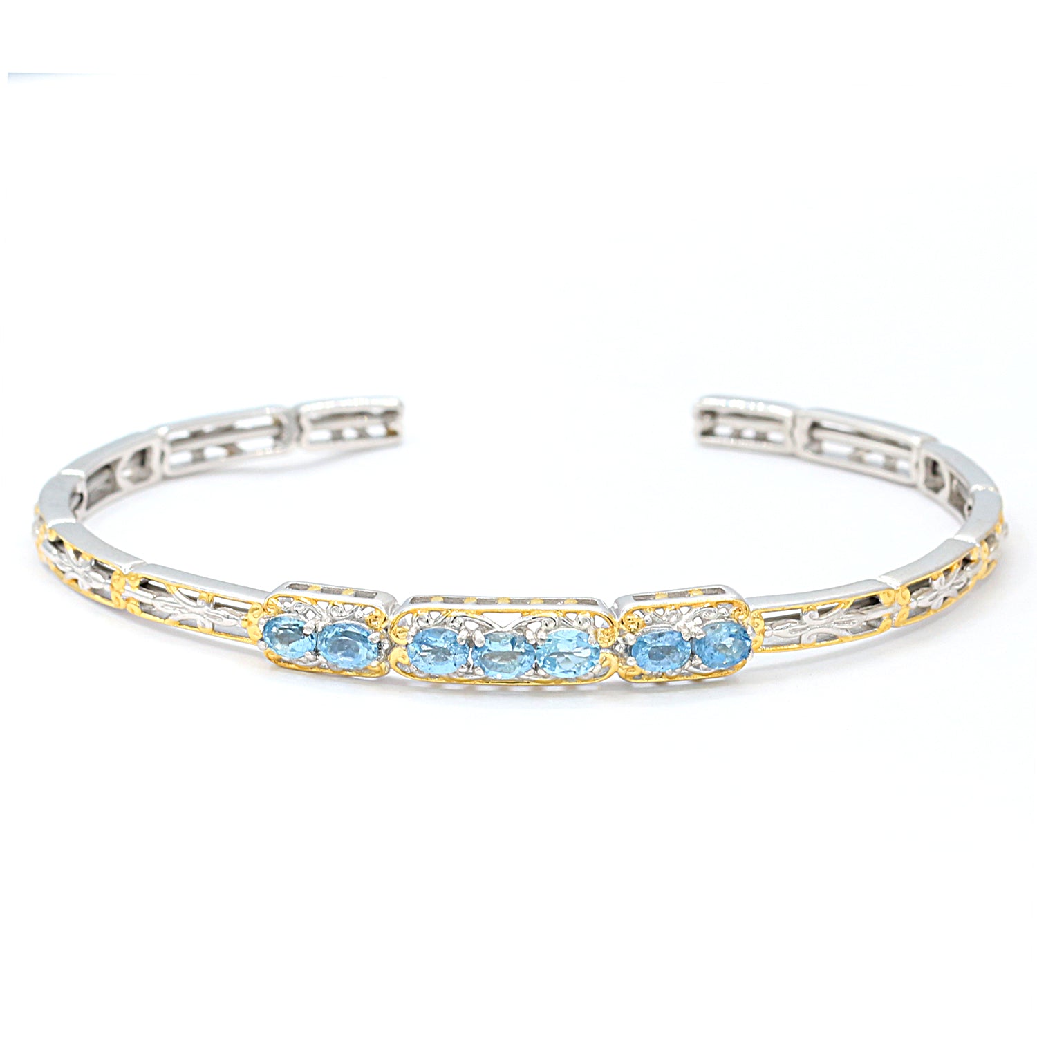 Gems en Vogue 1.05ctw Tanzanian Aquamarine Flexible Bangle Bracelet
