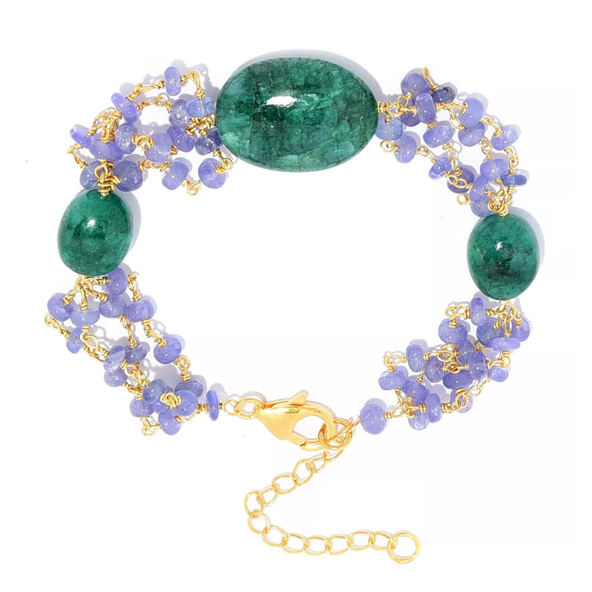 Gems en Vogue Emerald & Tanzanite Bead Bracelet