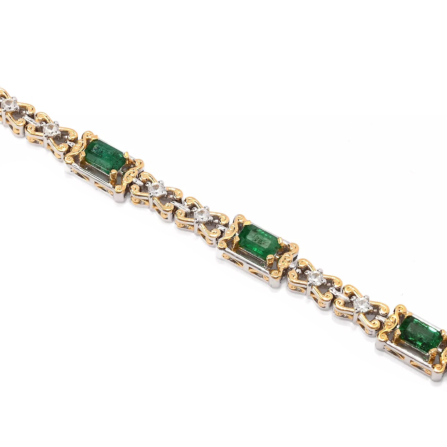 Gems en Vogue 3.06ctw Grizzly Emerald & White Zircon Tennis Bracelet