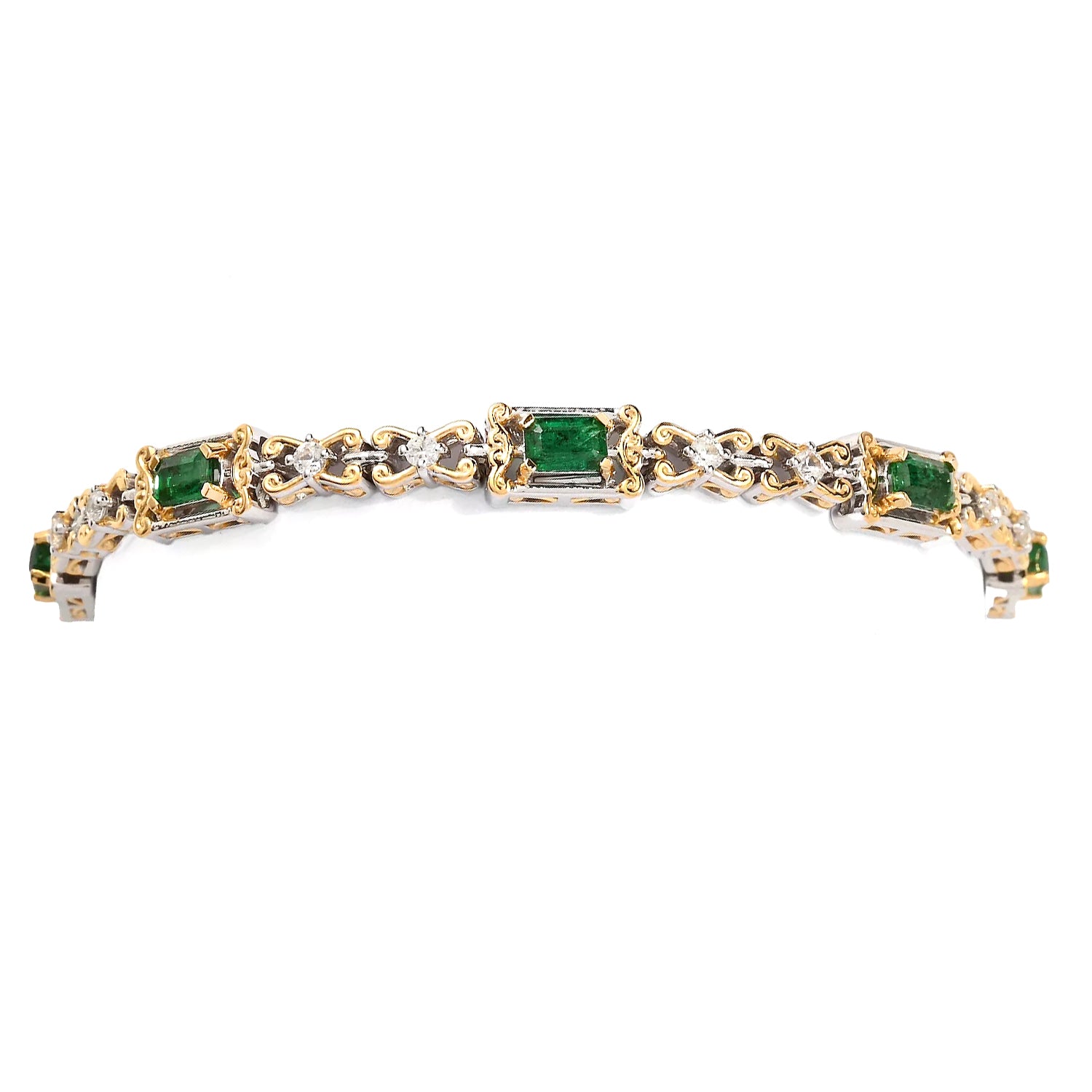 Gems en Vogue 3.06ctw Grizzly Emerald & White Zircon Tennis Bracelet