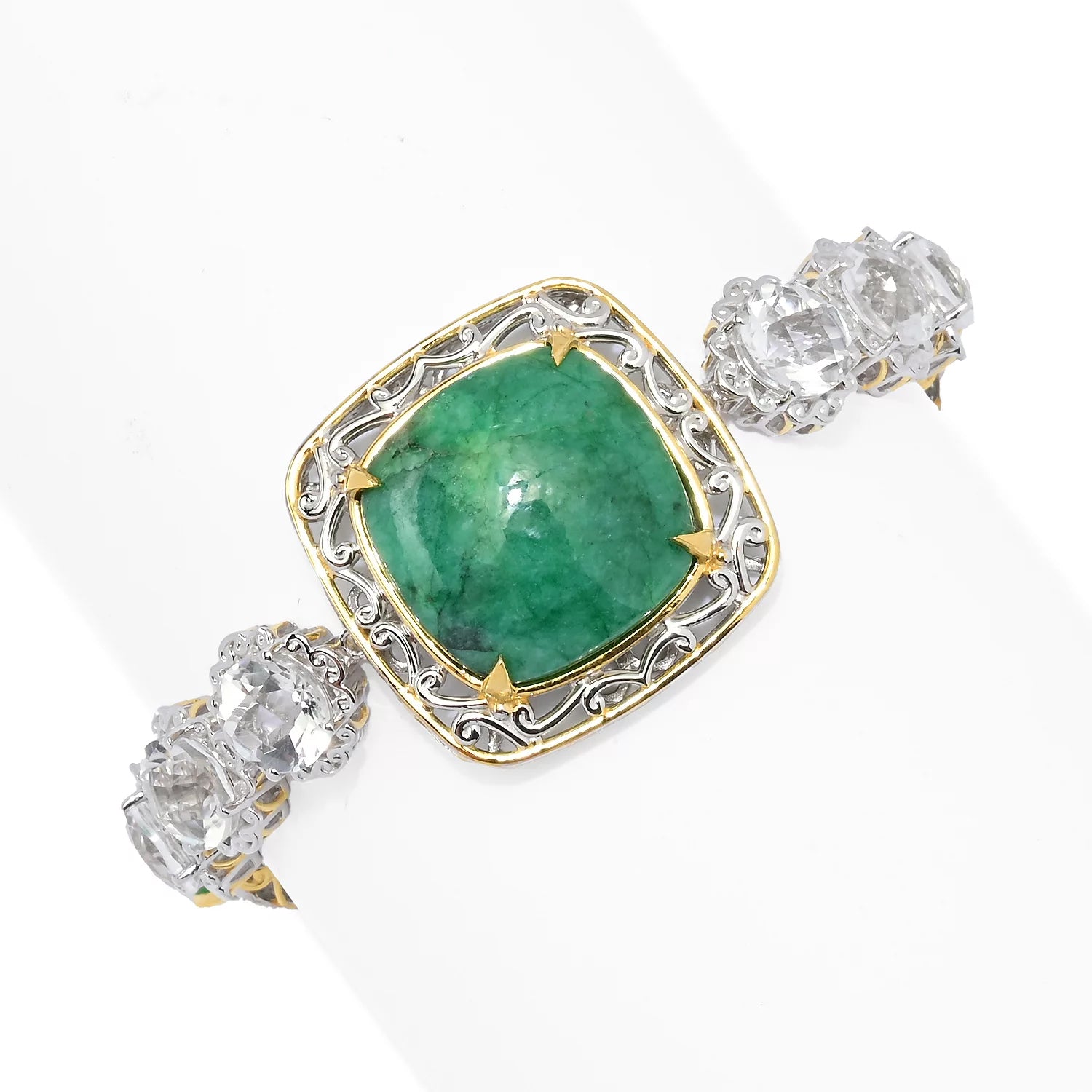 Gems en Vogue Royal Jewels Opaque Emerald & Clear Quartz Bracelet
