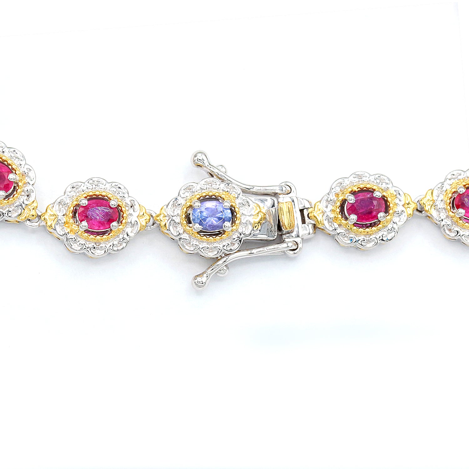 Gems en Vogue 3.35ctw Ruby & Tanzanite Tennis Bracelet