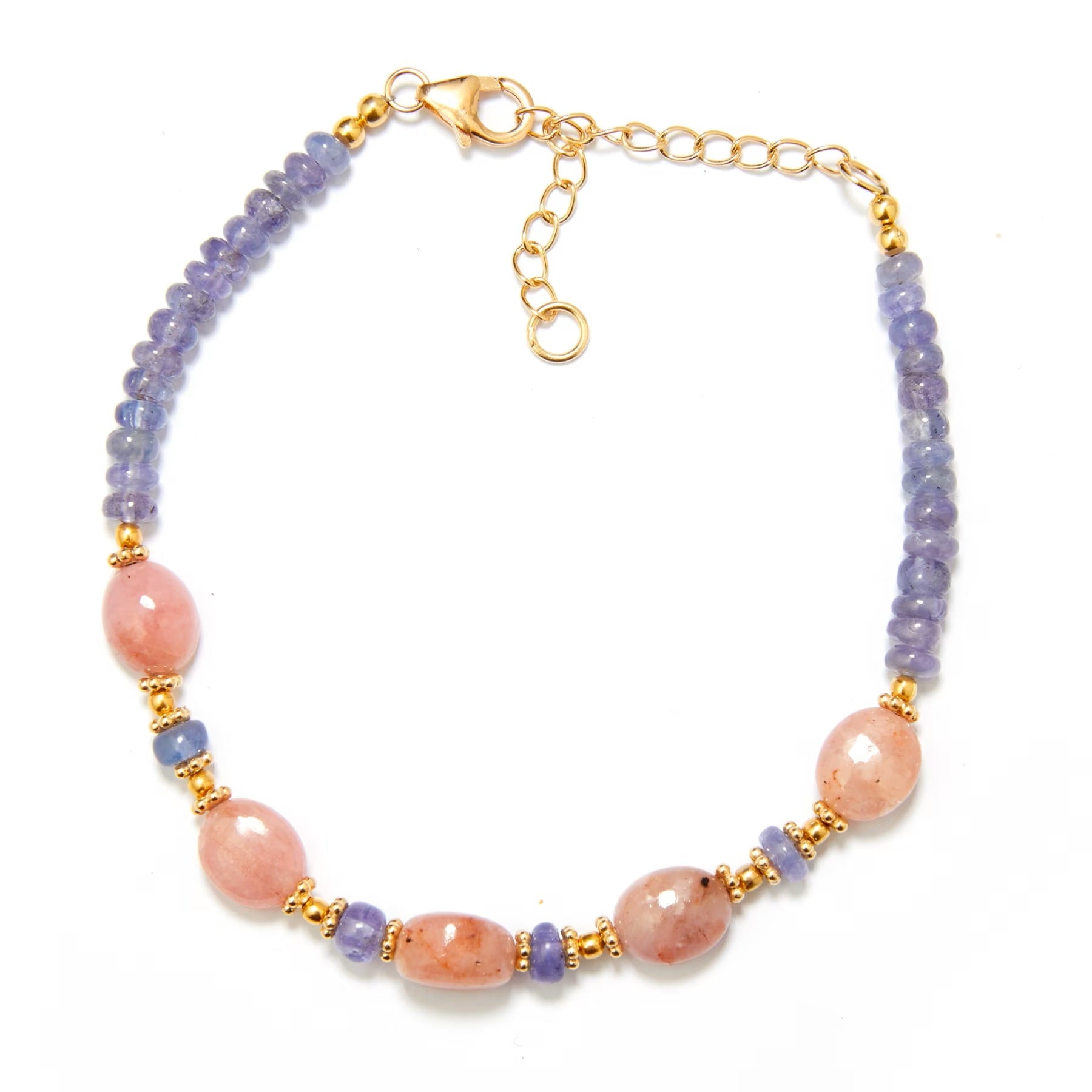 Gems en Vogue Tumbled Morganite & Tanzanite Beaded Bracelet