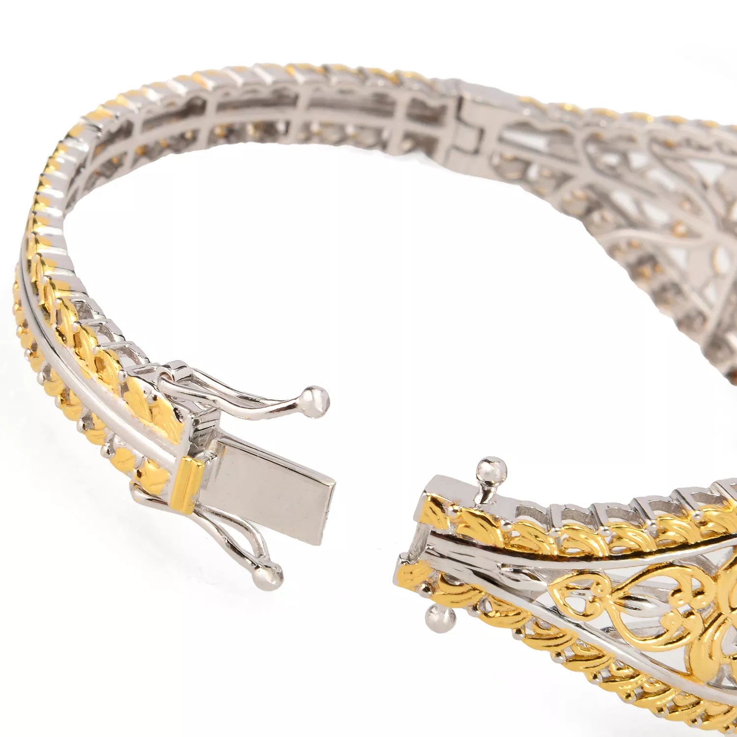 Gems en Vogue Black Onyx, Grizzly Emerald & White Zircon 3 Picture Locket Bracelet