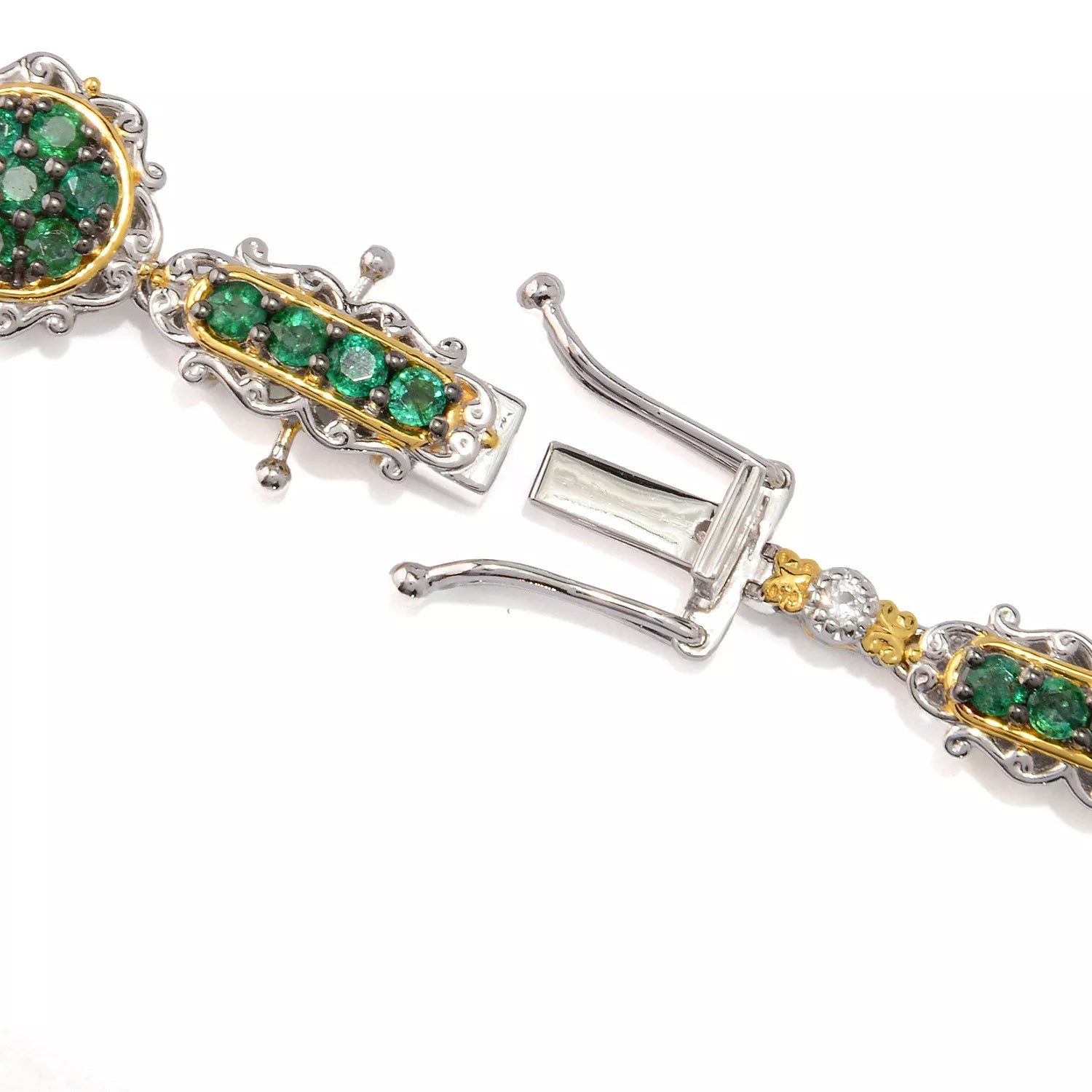 Gems en Vogue 3.52ctw Grizzly Emerald & White Zircon Tennis Bracelet