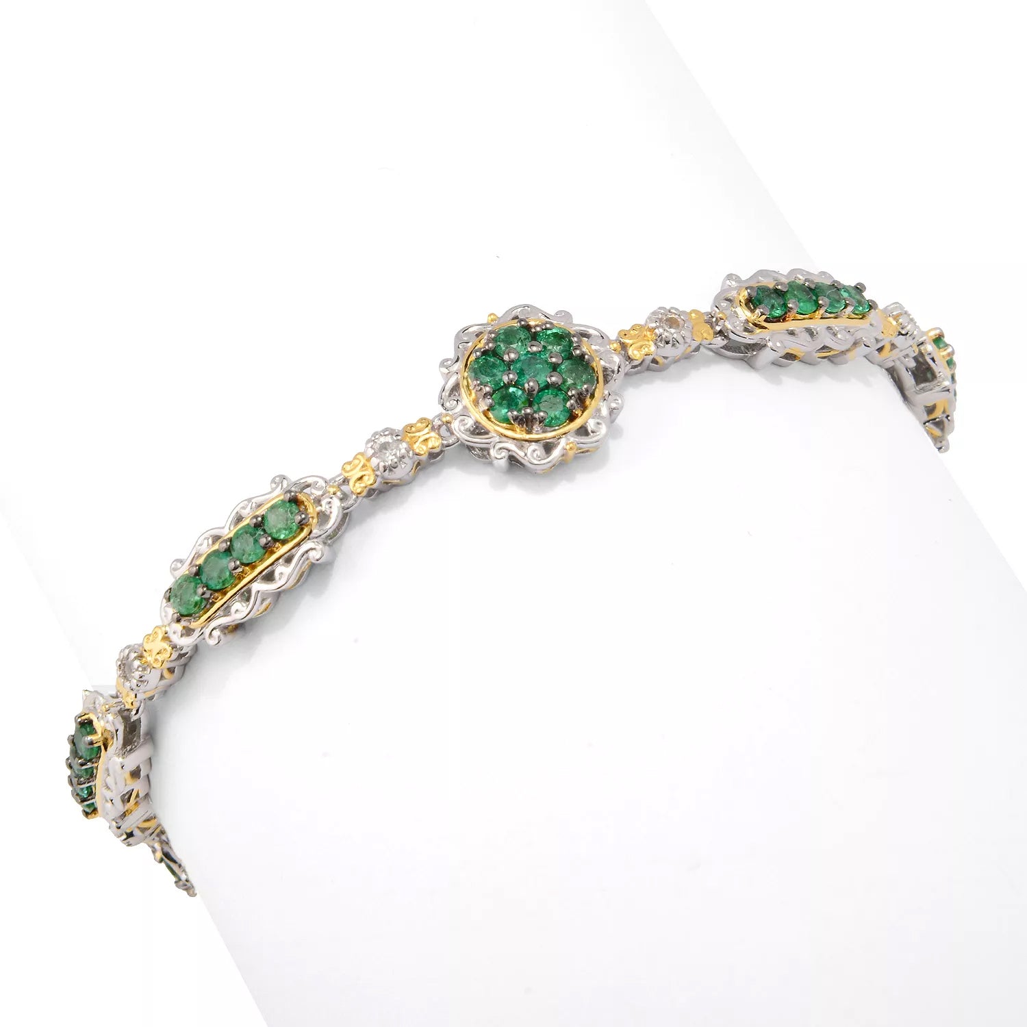 Gems en Vogue 3.52ctw Grizzly Emerald & White Zircon Tennis Bracelet