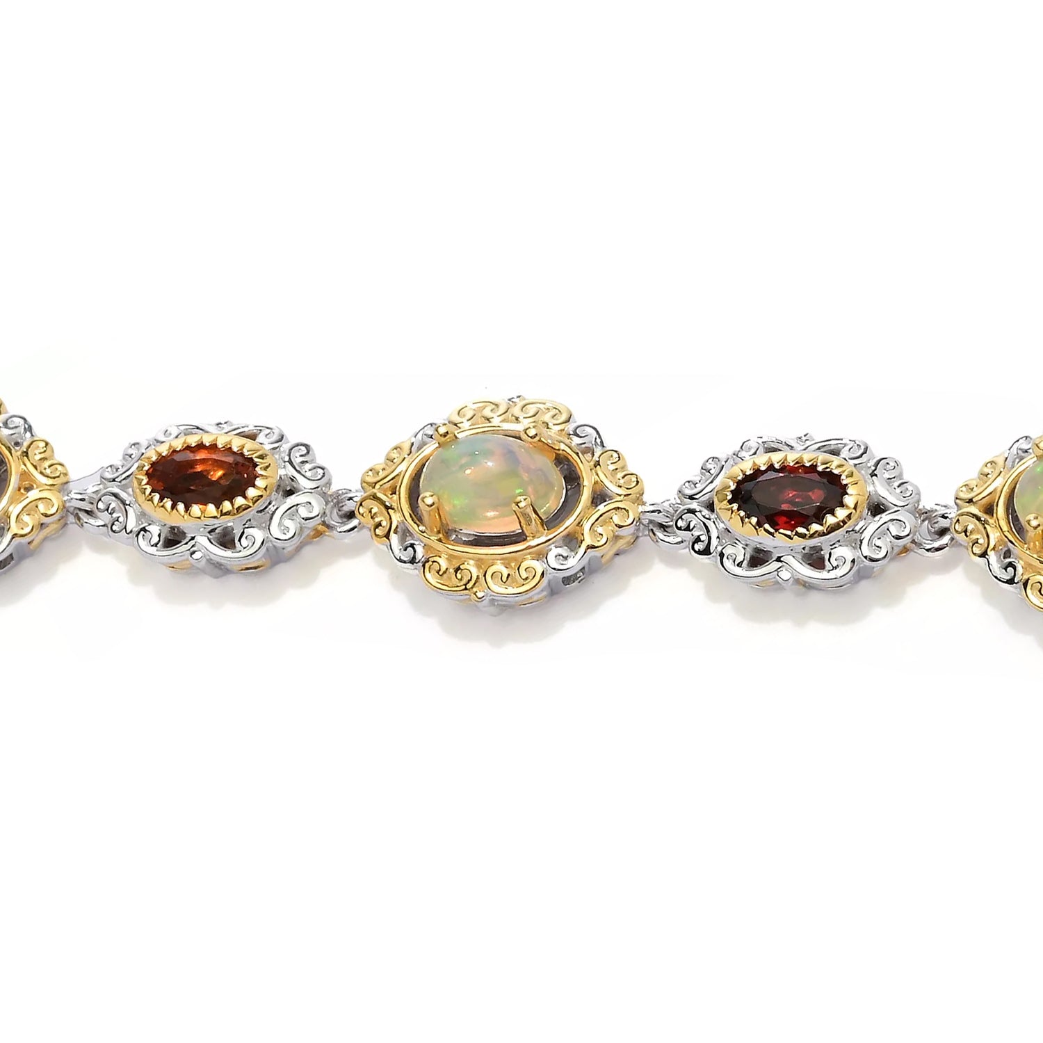 Gems en Vogue 4.29ctw Ethiopian Opal & Multi Gemstones Tennis Bracelet