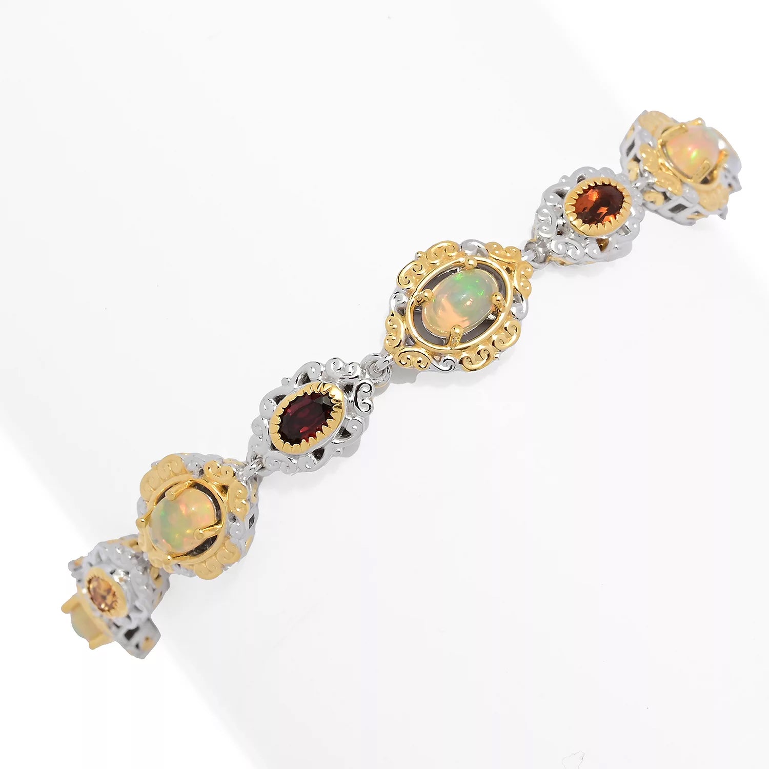Gems en Vogue 4.29ctw Ethiopian Opal & Multi Gemstones Tennis Bracelet