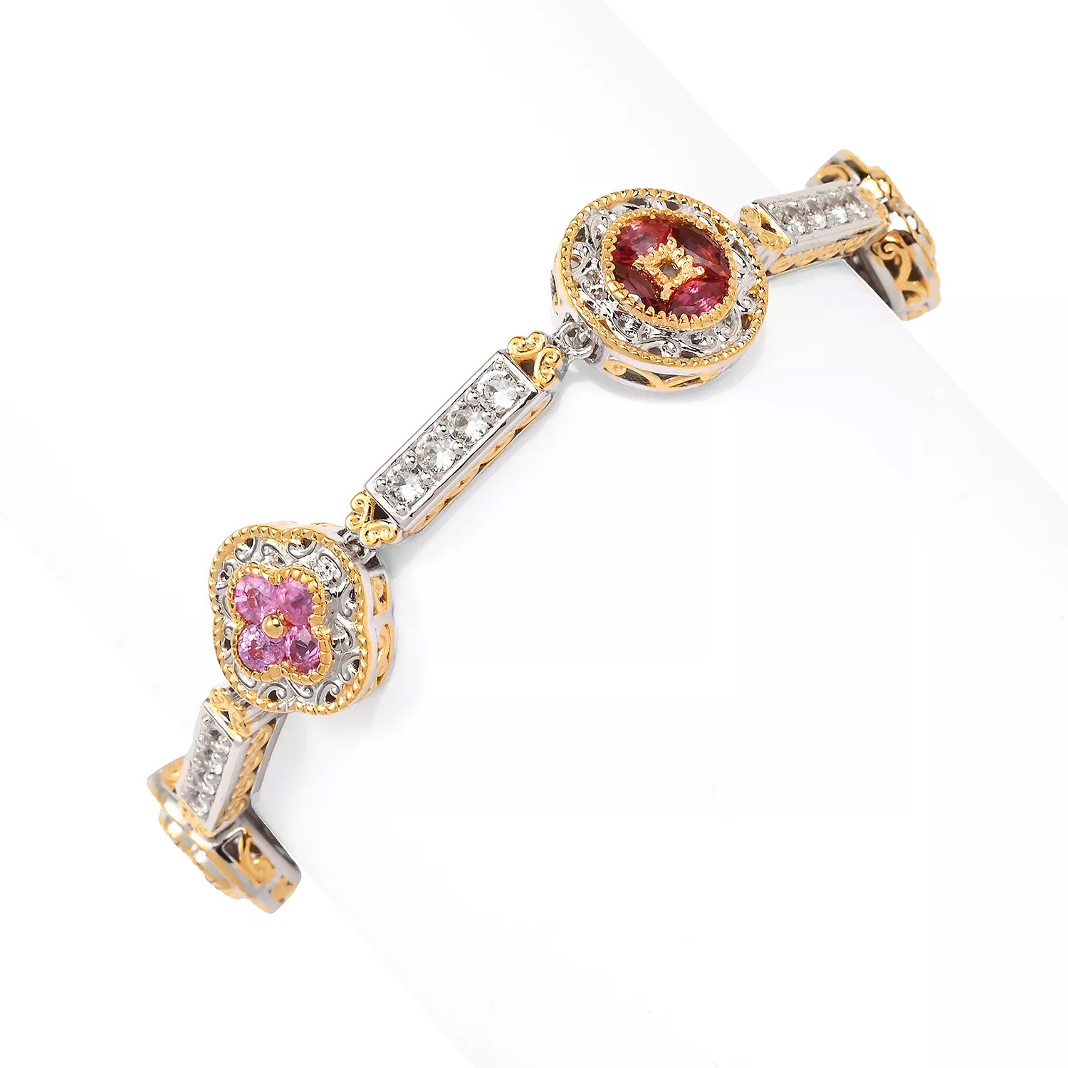 Gems en Vogue 6.84ctw Multi Sapphire & White Zircon Bracelet