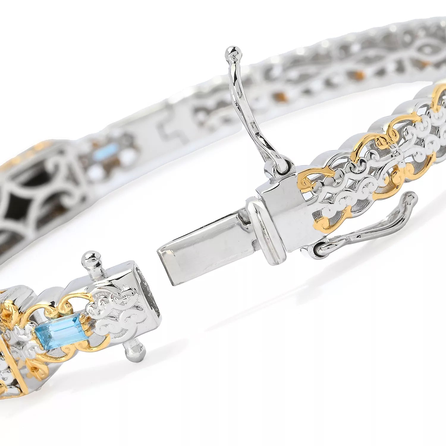 Gems en Vogue Ammolite, Grizzly Emerald & Swiss Blue Topaz Bangle Bracelet