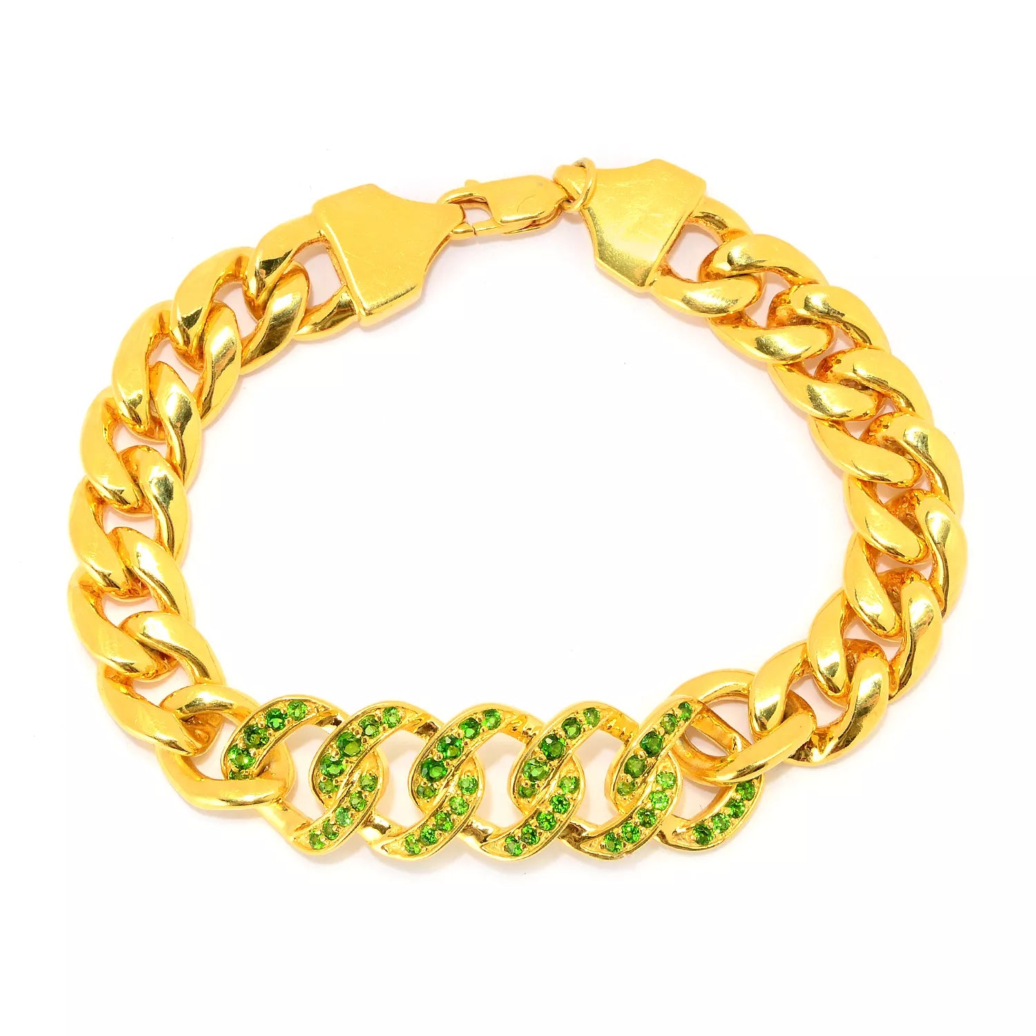 Hall of Jewels 1.20ctw Chrome Diopside Curb Link Bracelet