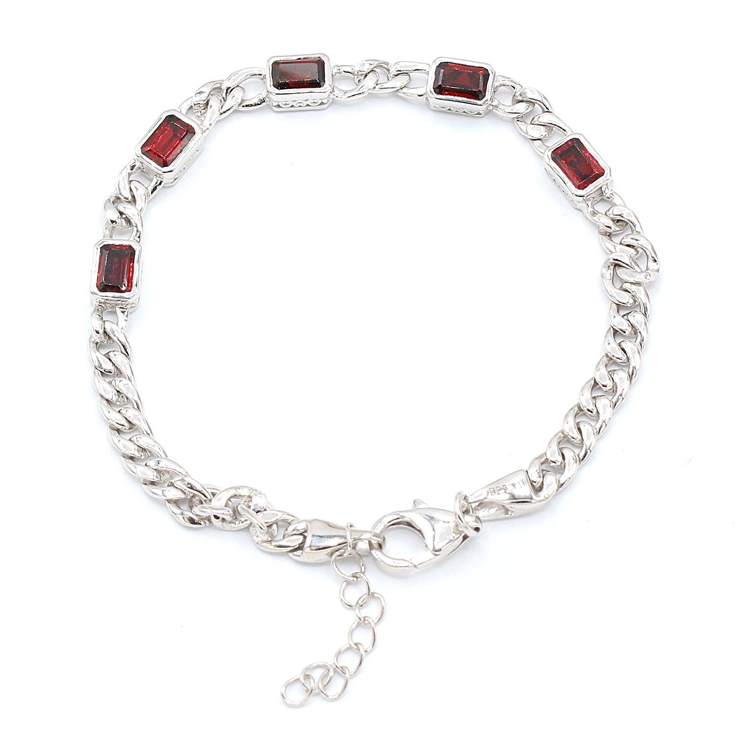 Hall of Jewels 3.90ctw Garnet Curb Chain Bracelet