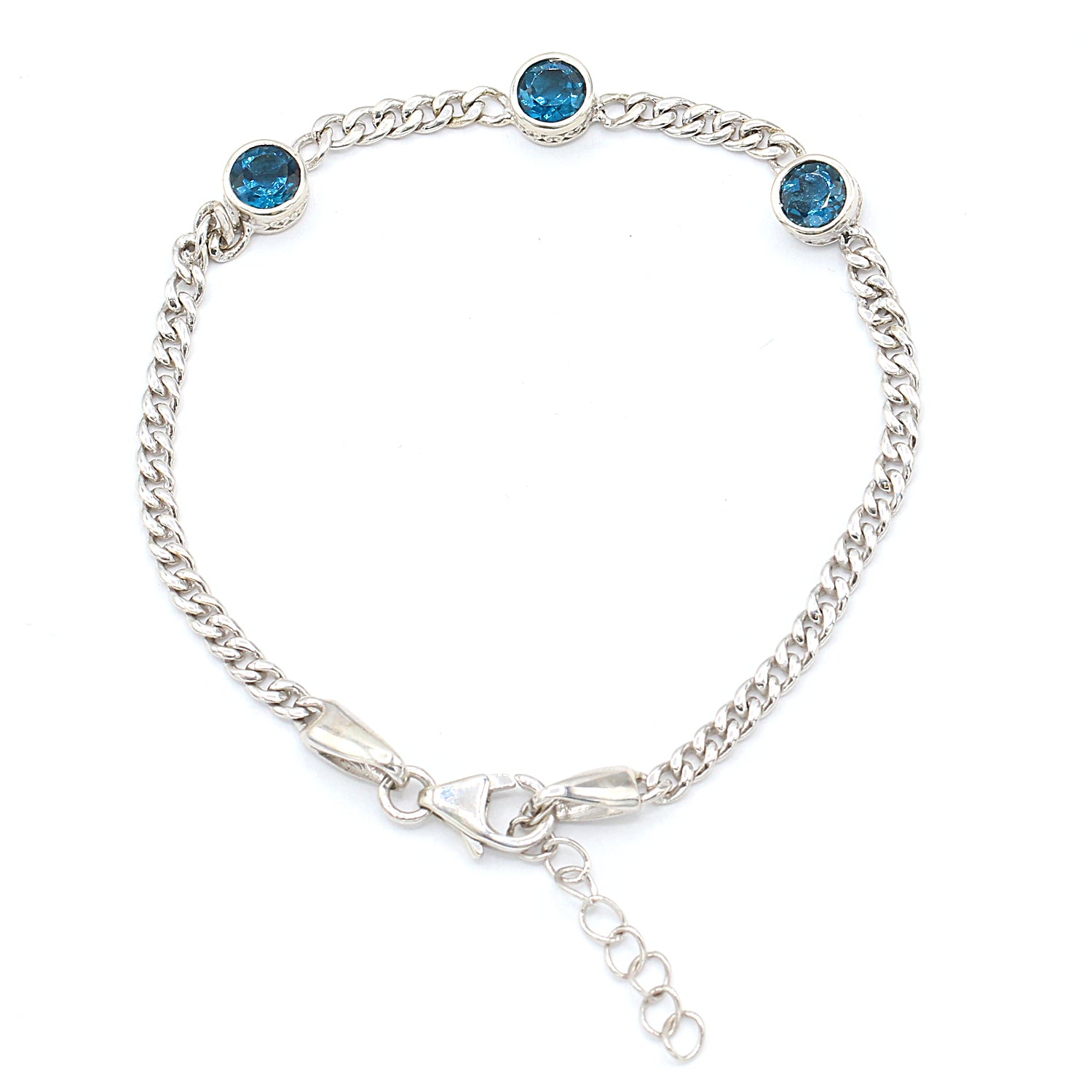 Hall of Jewels 1.80ctw London Blue Topaz Curb Chain Bracelet