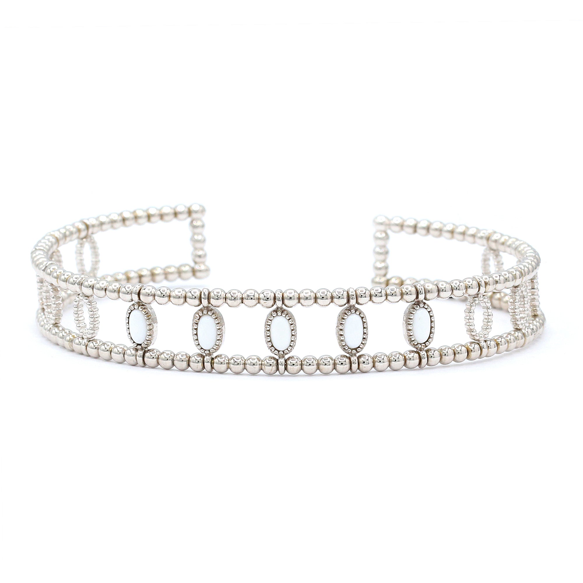 Hall of Jewels White Coral Cuff Bangle Bracelet