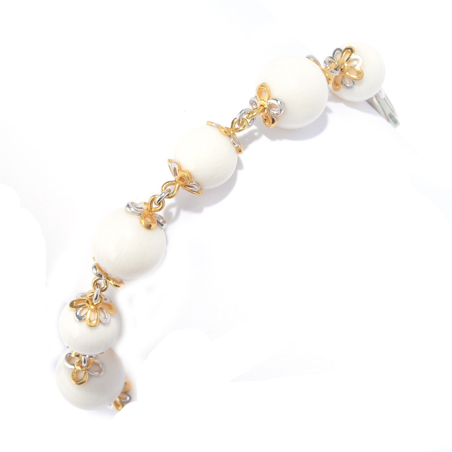 Gems en Vogue White Coral Bead Tassel Bracelet