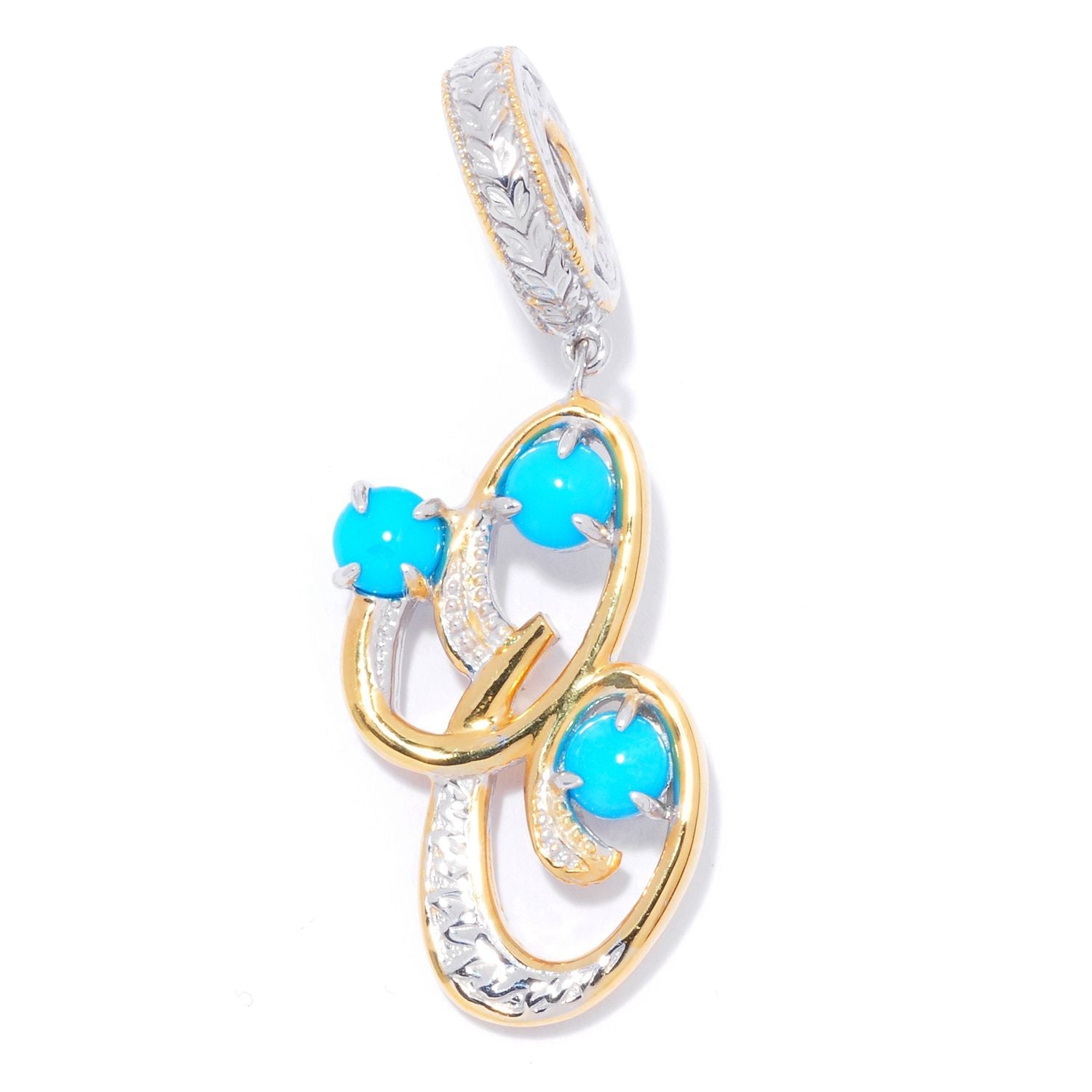Gems en Vogue 0.81ctw Sleeping Beauty Turquoise Choice of Initial Charm